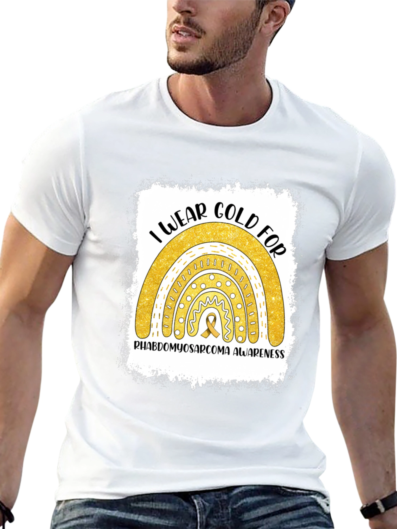 Gold Rainbow Rhabdomyosarcoma Awareness T-Shirt