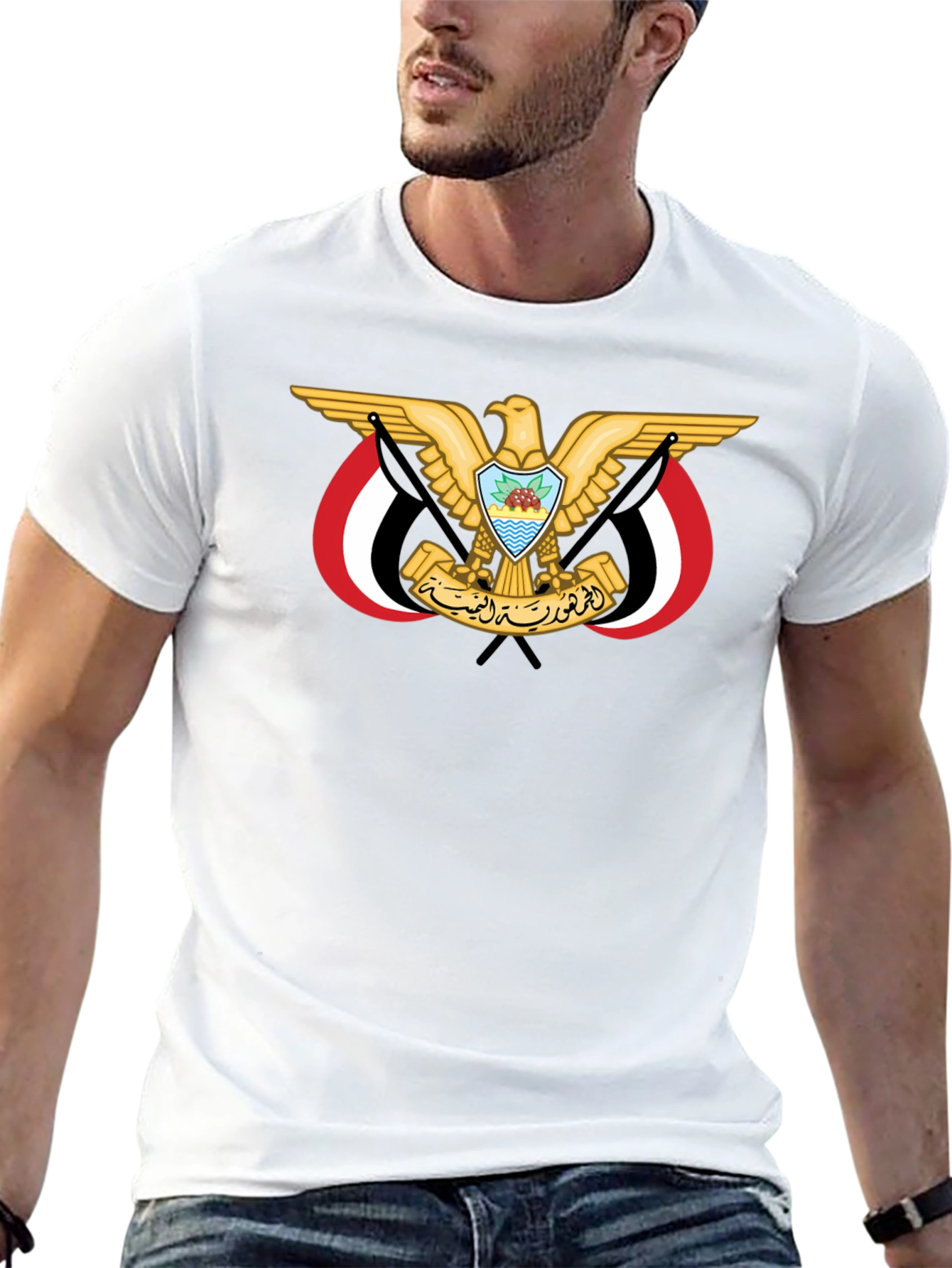 Yemen Eagle Emblem T-Shirt - Black Cotton Tee