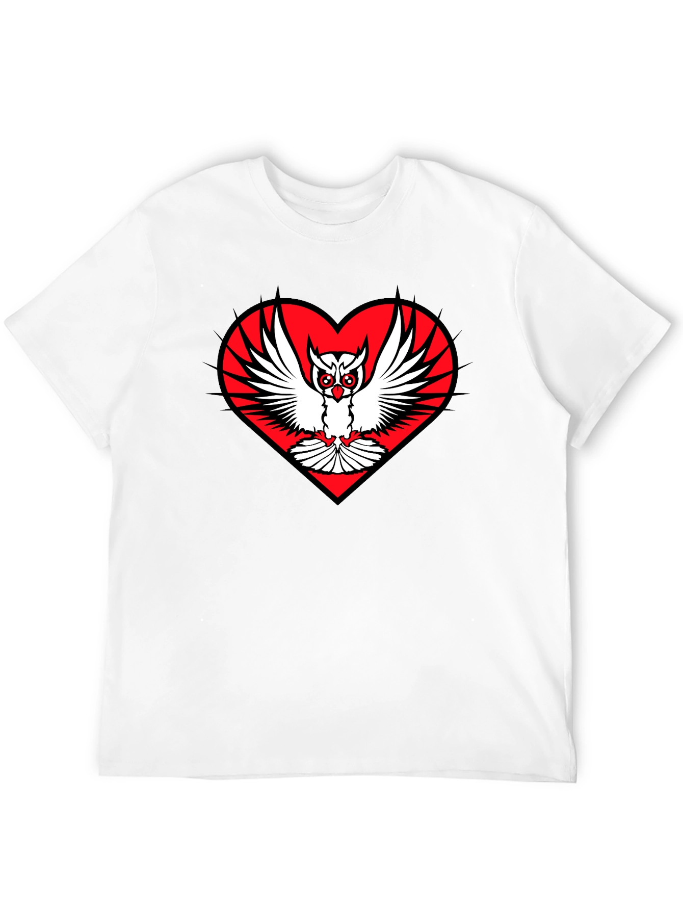 Owl Heart Graphic Tee - Unique Black T-Shirt