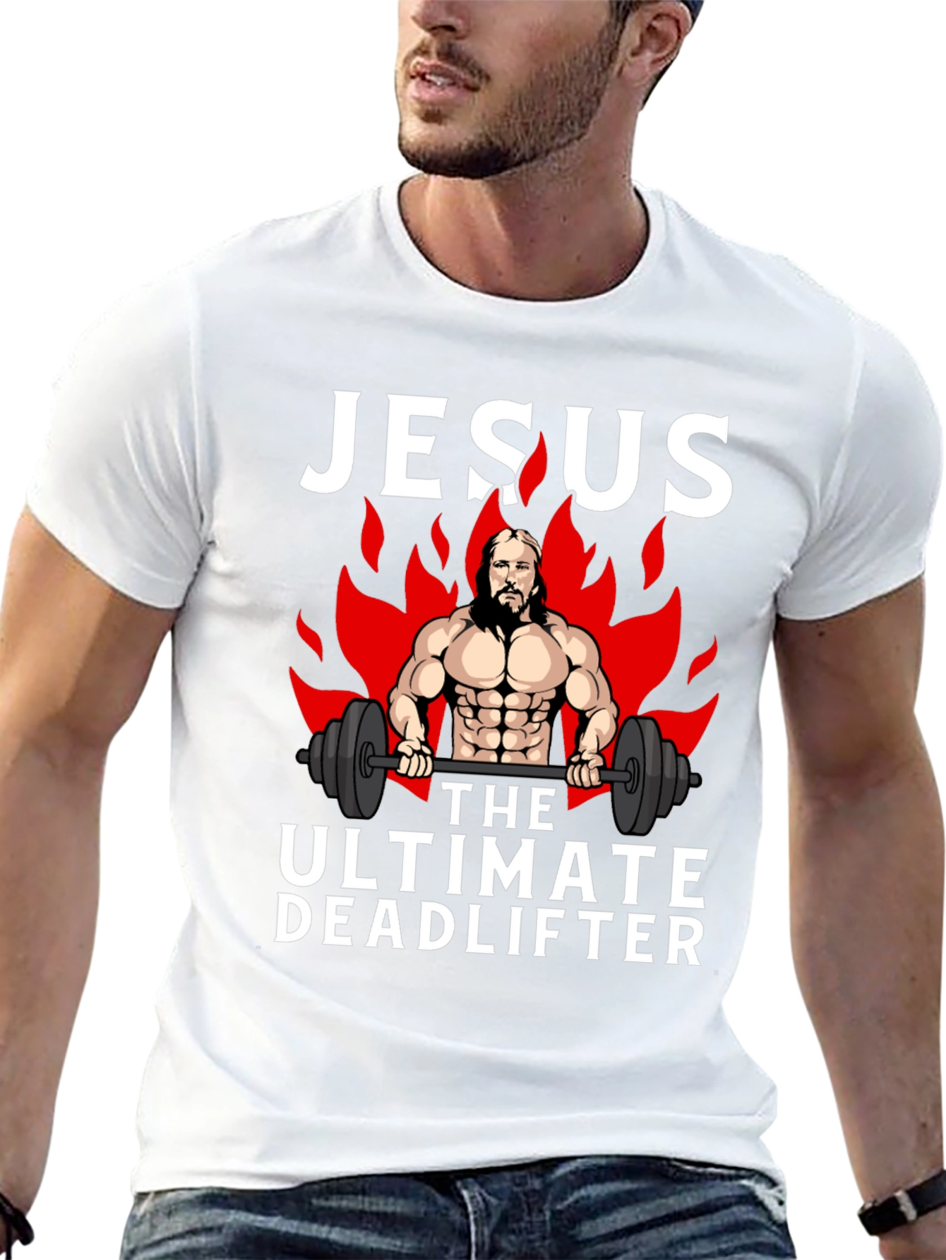 Jesus The Ultimate Deadlifter Black Graphic T-Shirt