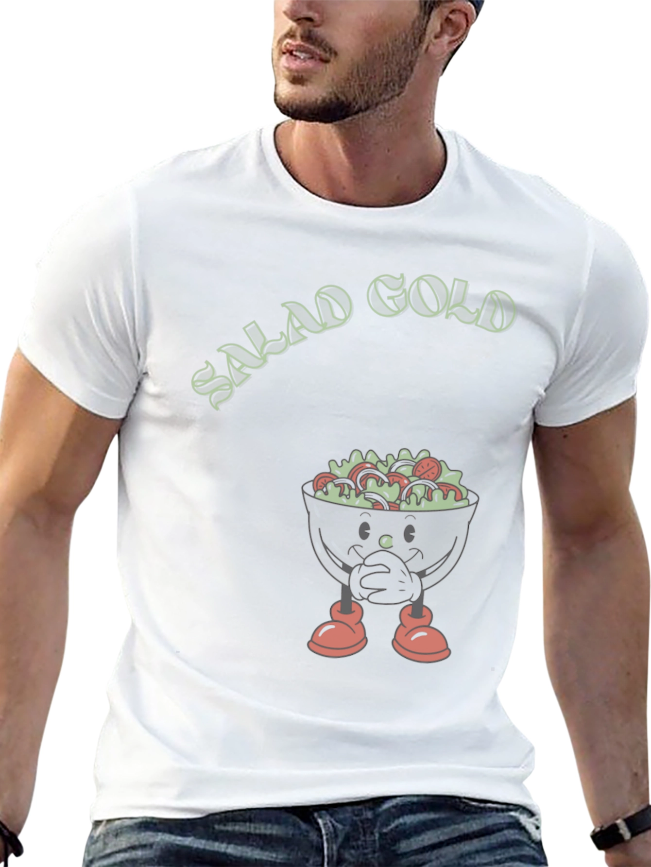 Salad Gold Graphic T-Shirt Funny Food Tee