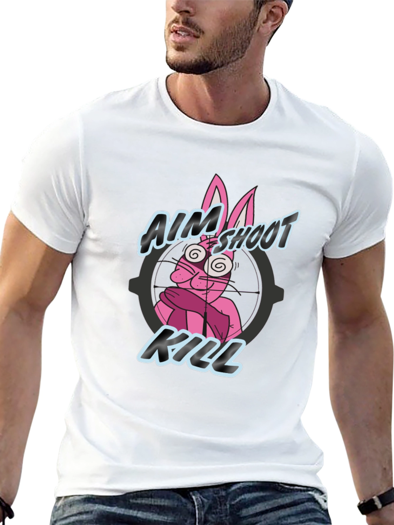 Aim Shoot Kill Rabbit Black T-Shirt