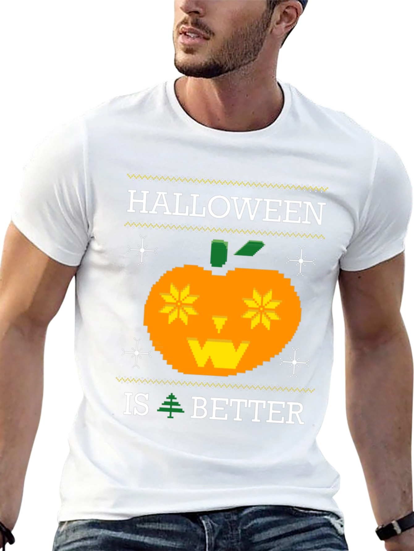 Halloween Pixel Pumpkin Graphic Tee
