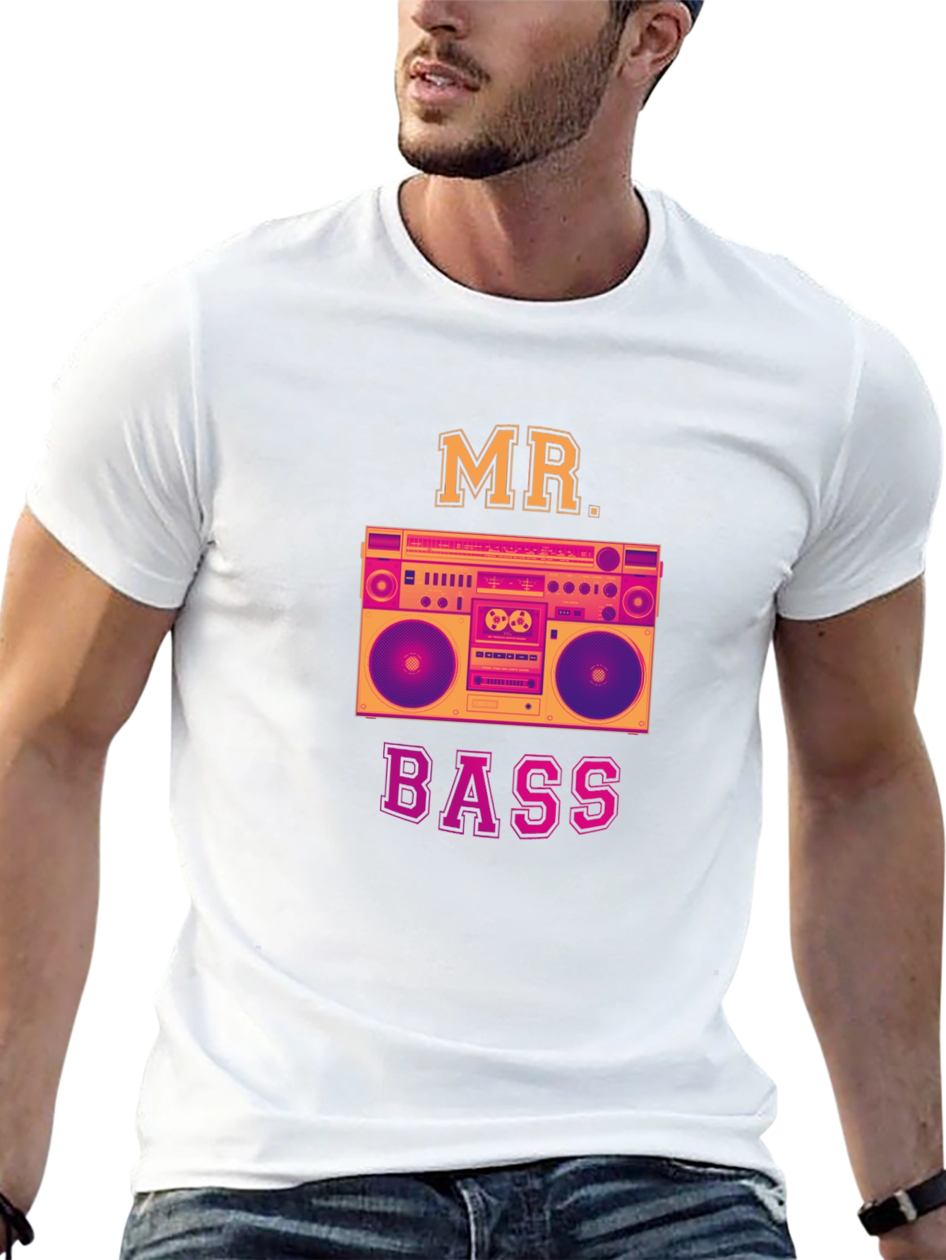 Retro Mr. Bass Boombox Graphic T-Shirt