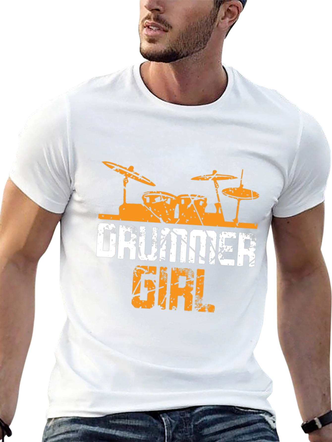 Drummer Girl Black Cotton Tee - Music Lover Shirt
