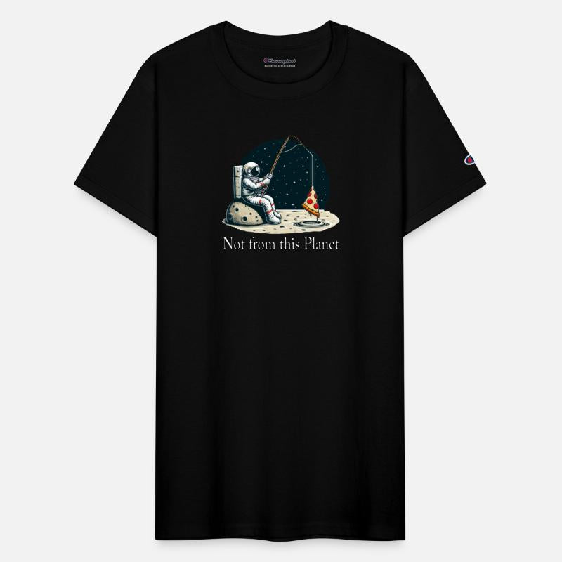 Astronaut pizza fishing in space