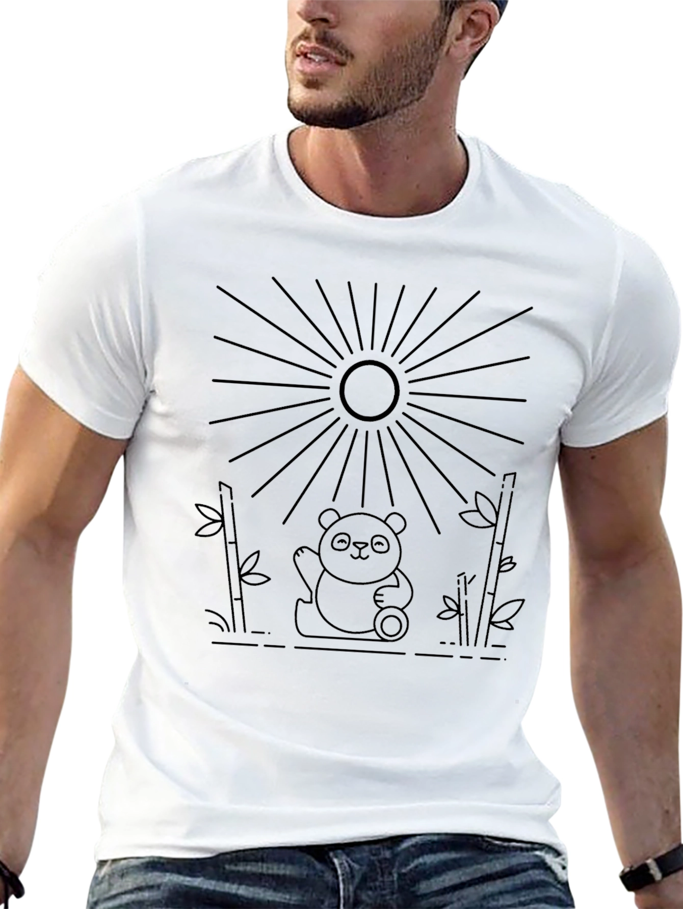 Panda Sun Graphic Tee - Black