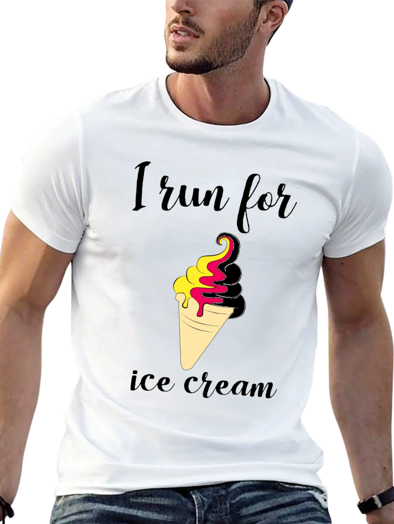 I Run For Ice Cream Black T-Shirt