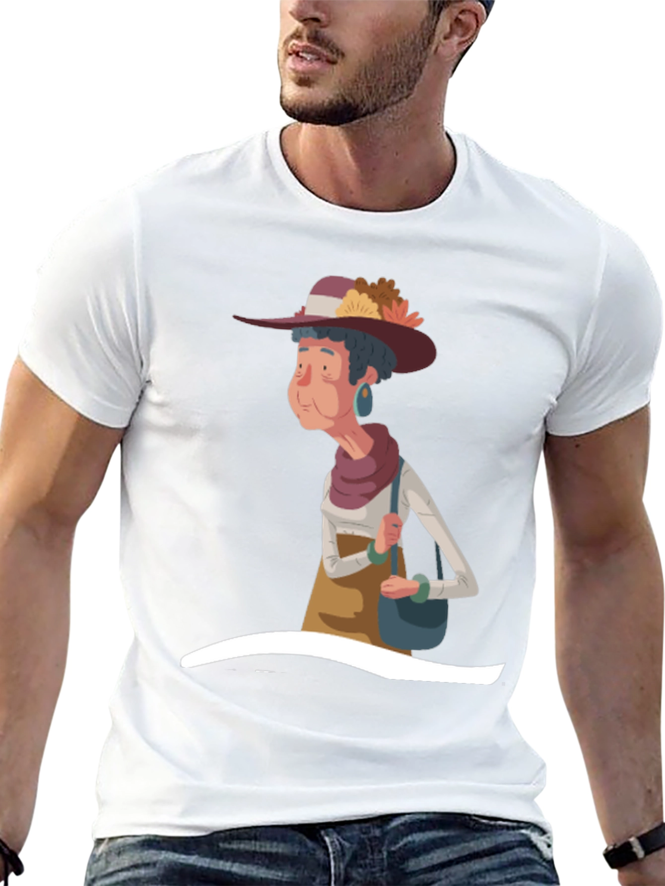 Stylish Cartoon Granny Graphic T-Shirt