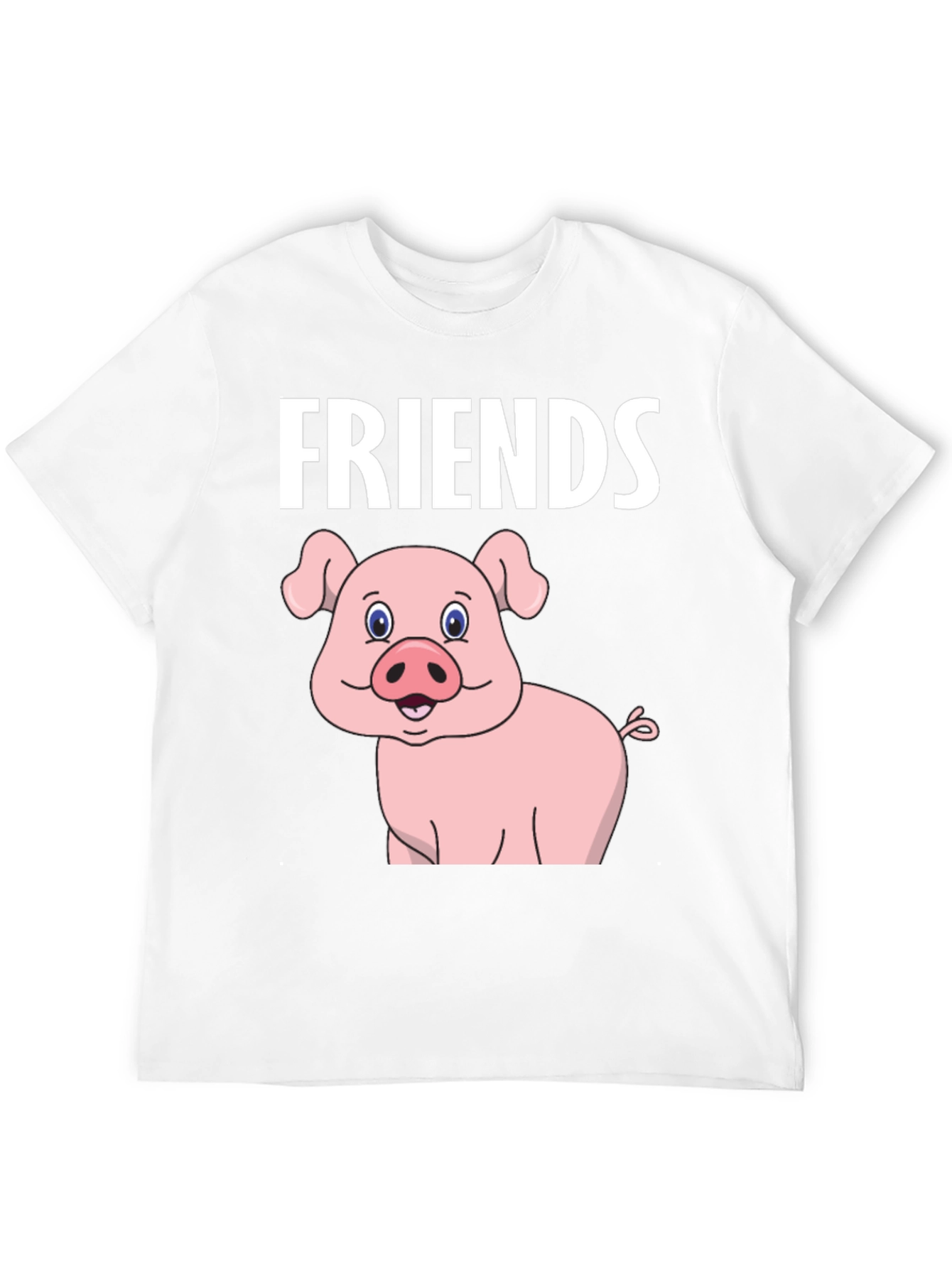 Friends Pig Cartoon Black Tee
