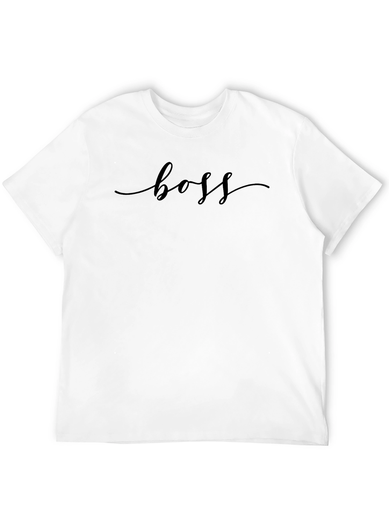 Boss Script T-Shirt - Modern Crew Neck Tee