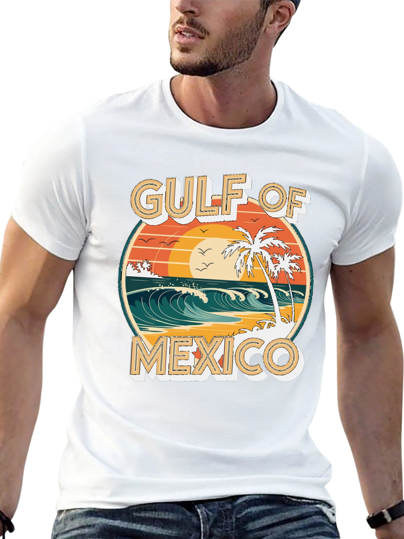 Gulf of Mexico Graphic T-Shirt Beach Scene Tee