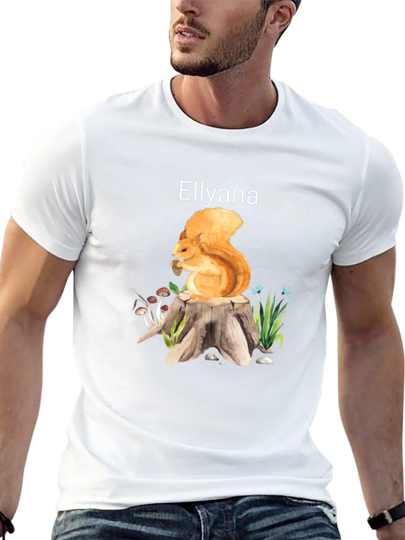 Squirrel Stump Tee - Ellyana Wildlife Black Shirt