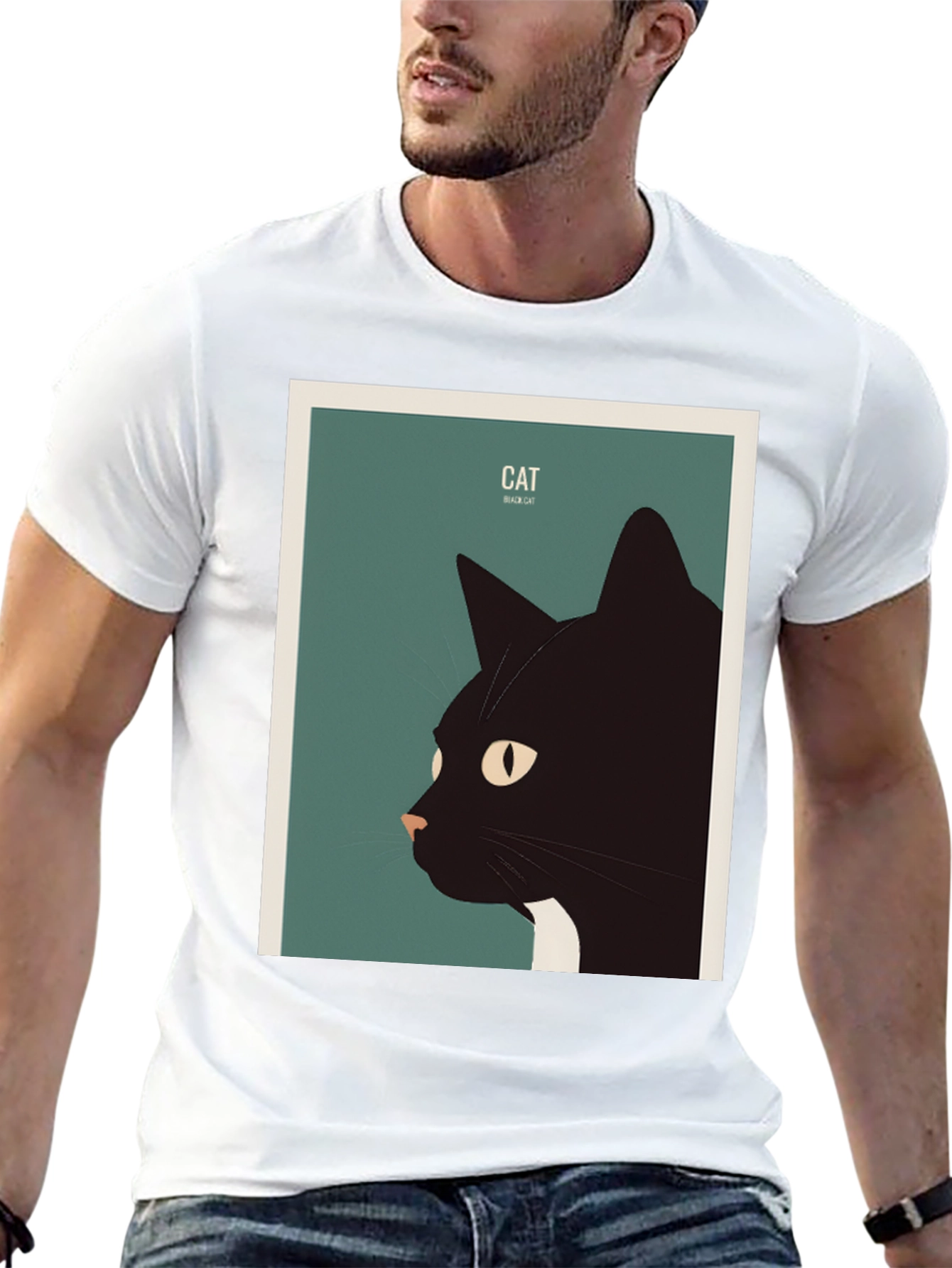 Black Cat Graphic Tee - Stylish Animal Lover Shirt