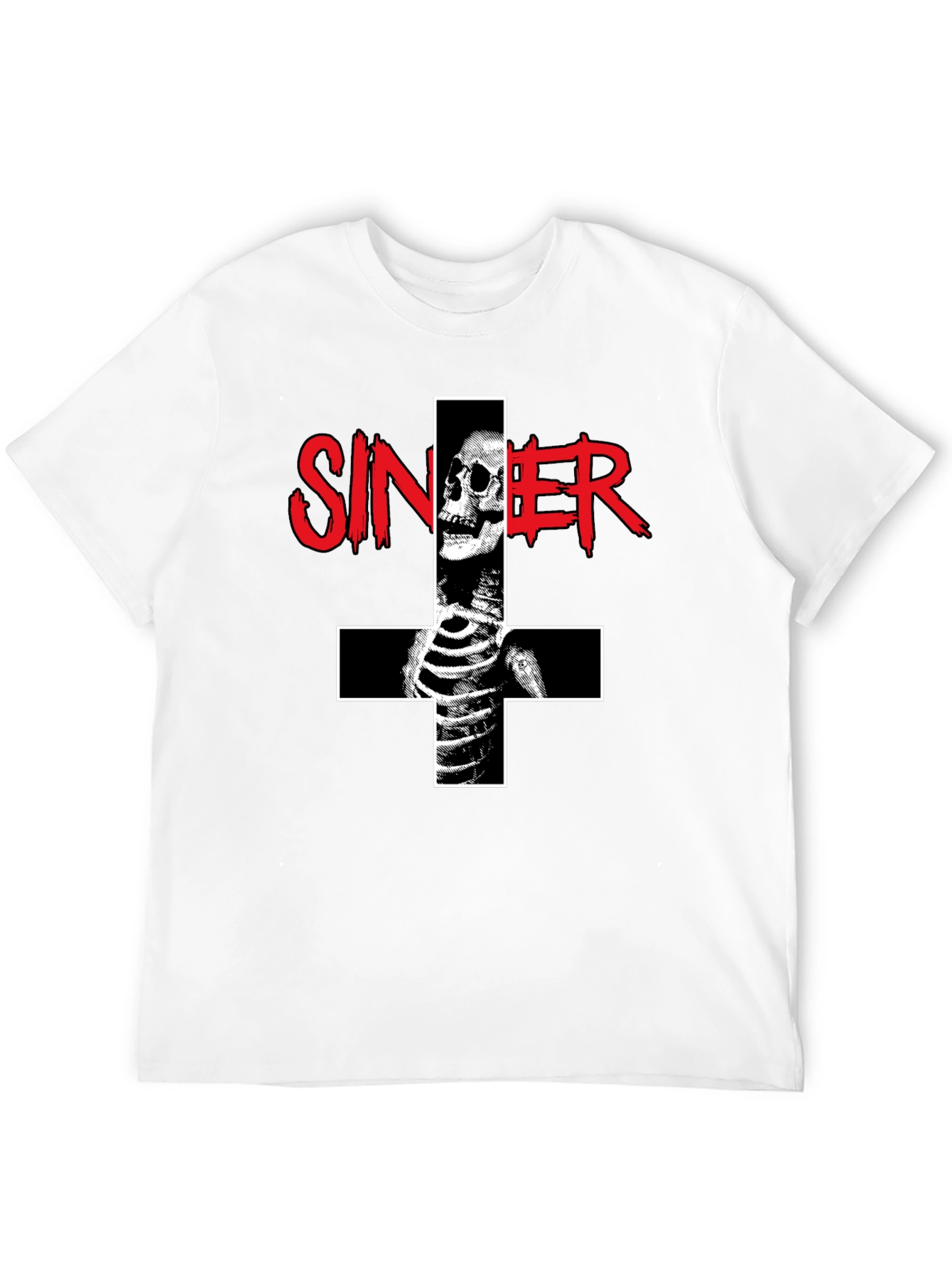 Sinner Skeleton Inverted Cross Graphic Tee