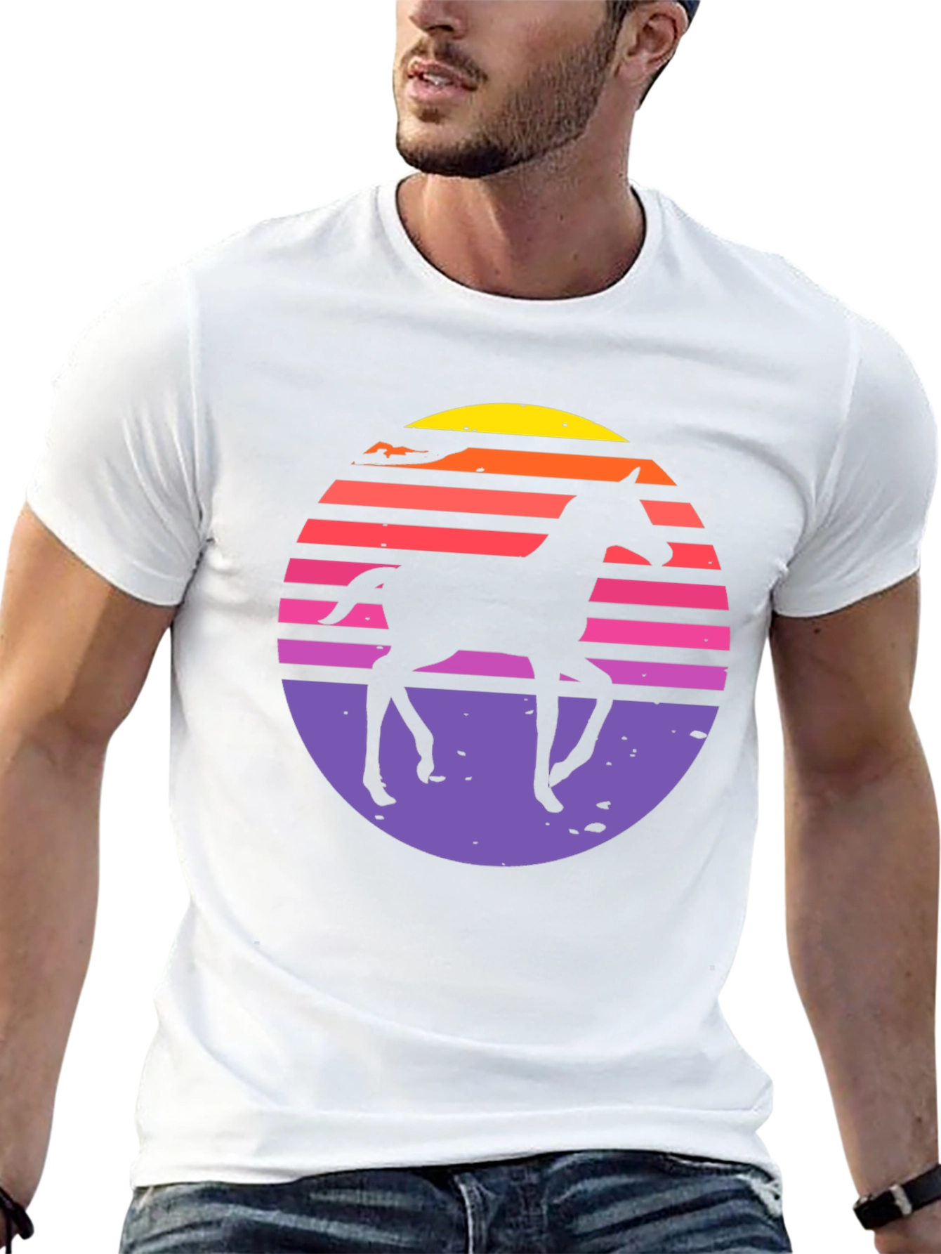 Retro Horse Sunset Graphic T-Shirt