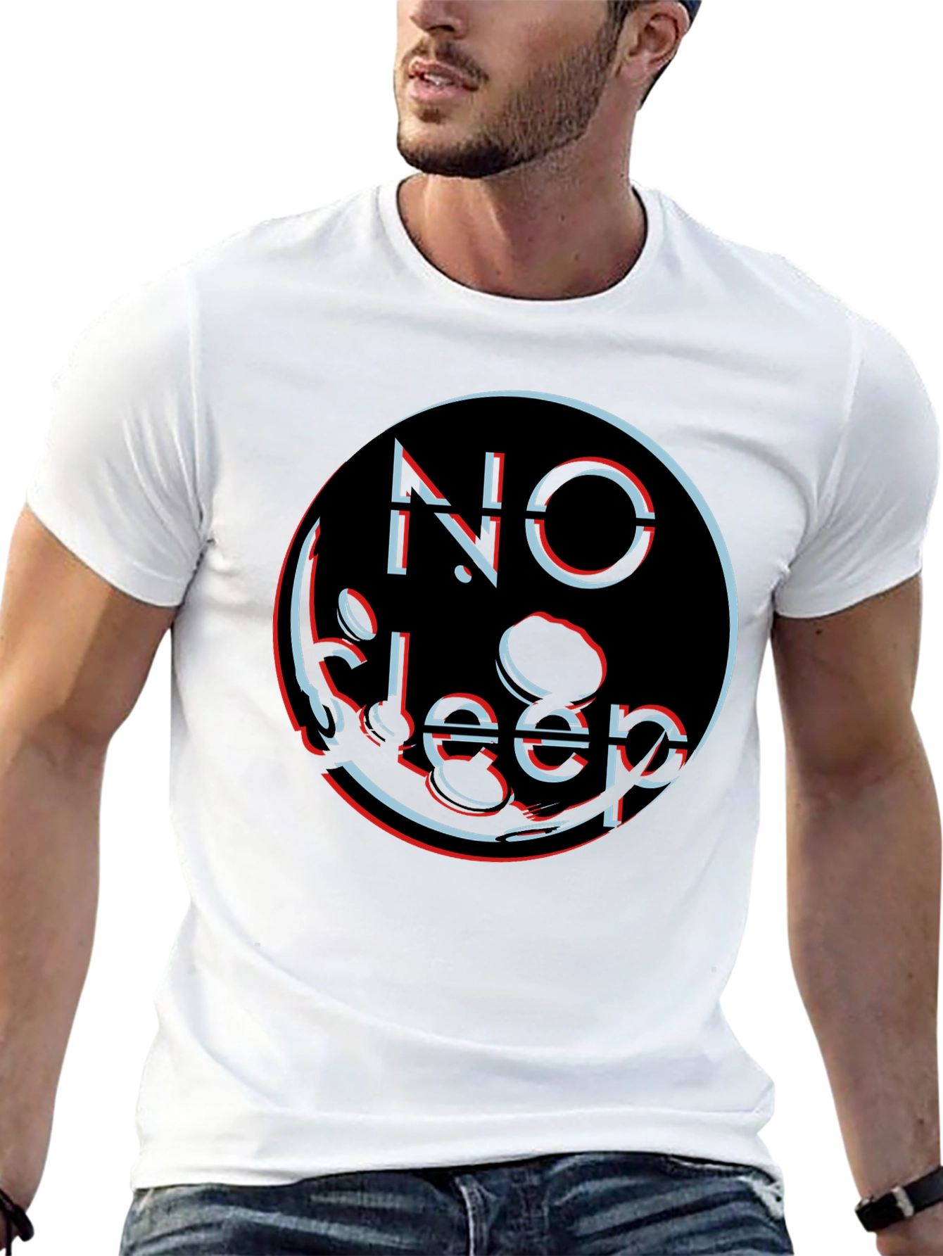 No Sleep Graphic Tee - Black Cotton Blend Shirt