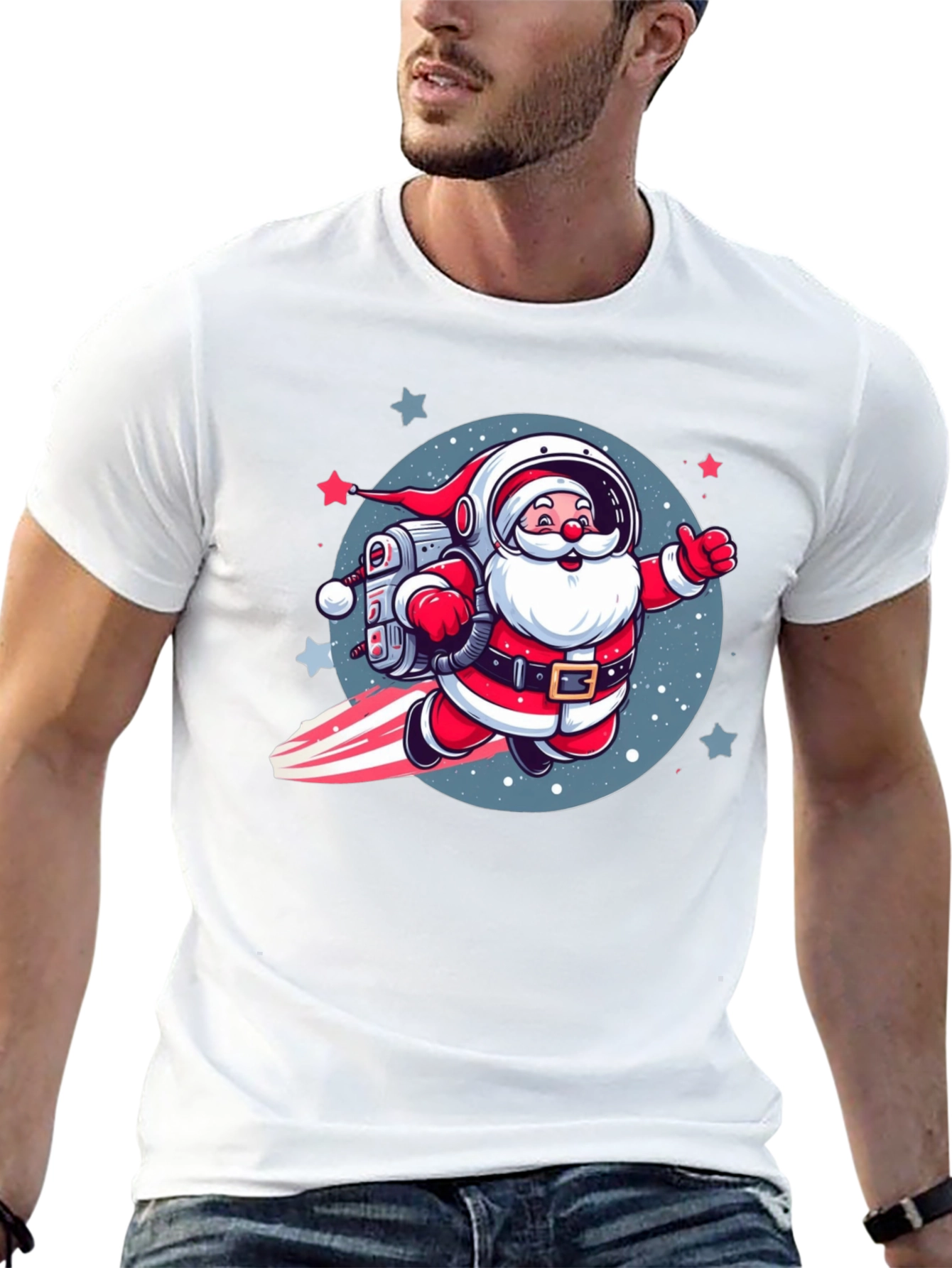 Astronaut Santa T-Shirt - Holiday Space Adventure