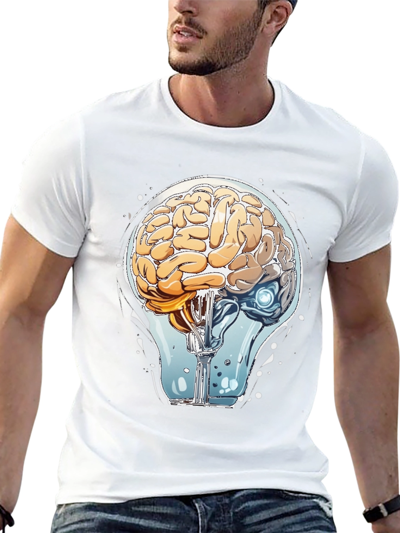 Brain Light Bulb Graphic Tee - Think Different