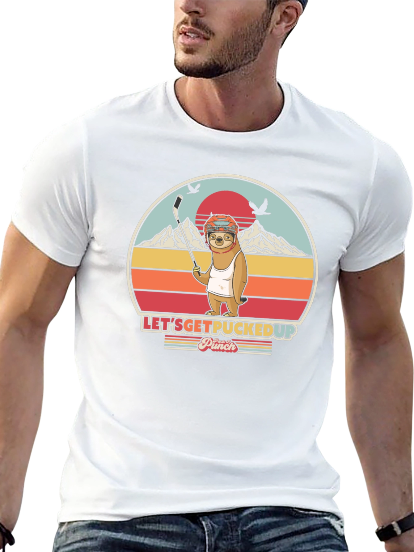 Lets Get Pucked Up Sloth Hockey T-Shirt