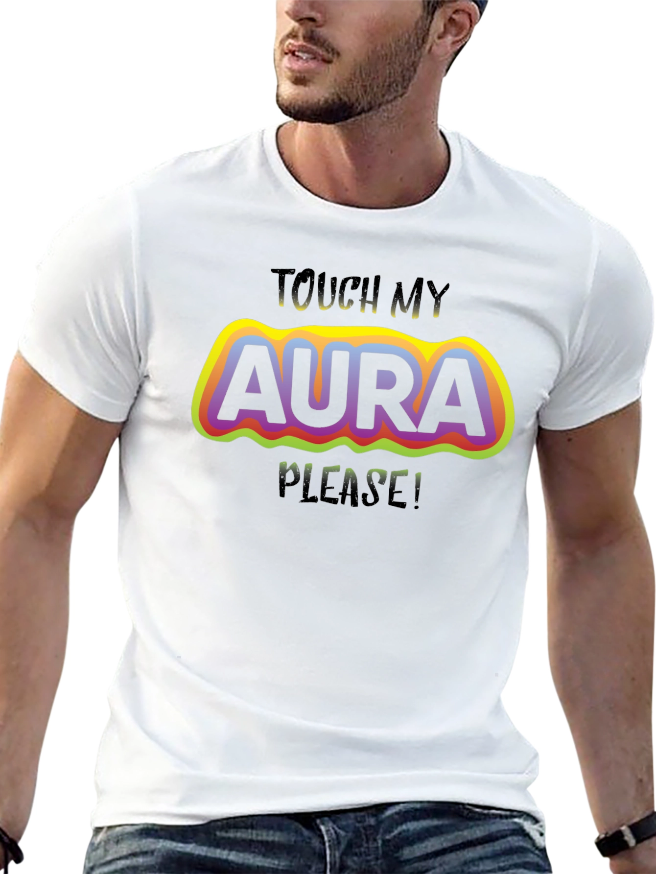 Touch My Aura Graphic Tee - Trendy Comfort