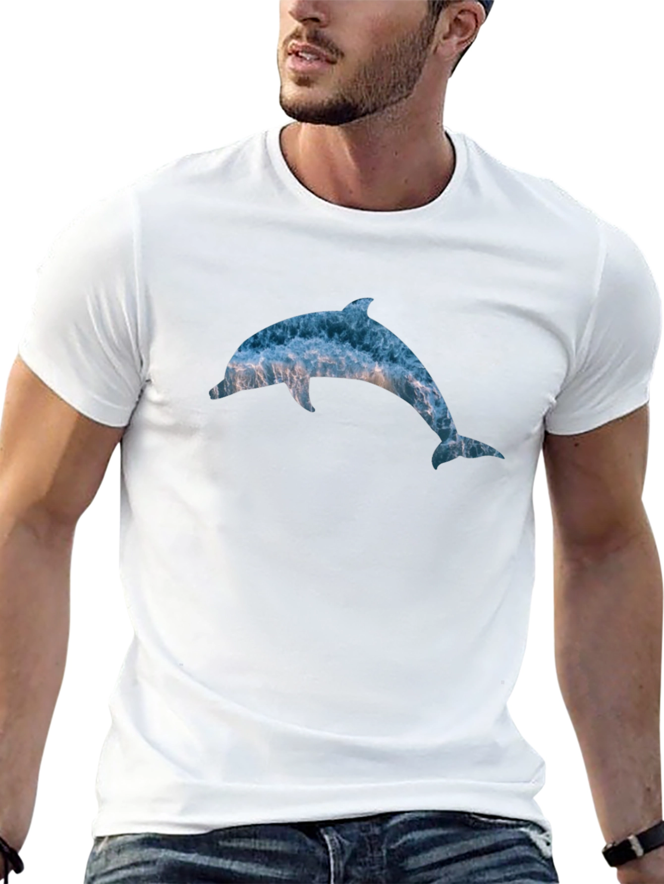 Ocean Dolphin Graphic T-Shirt - Black Cotton Tee