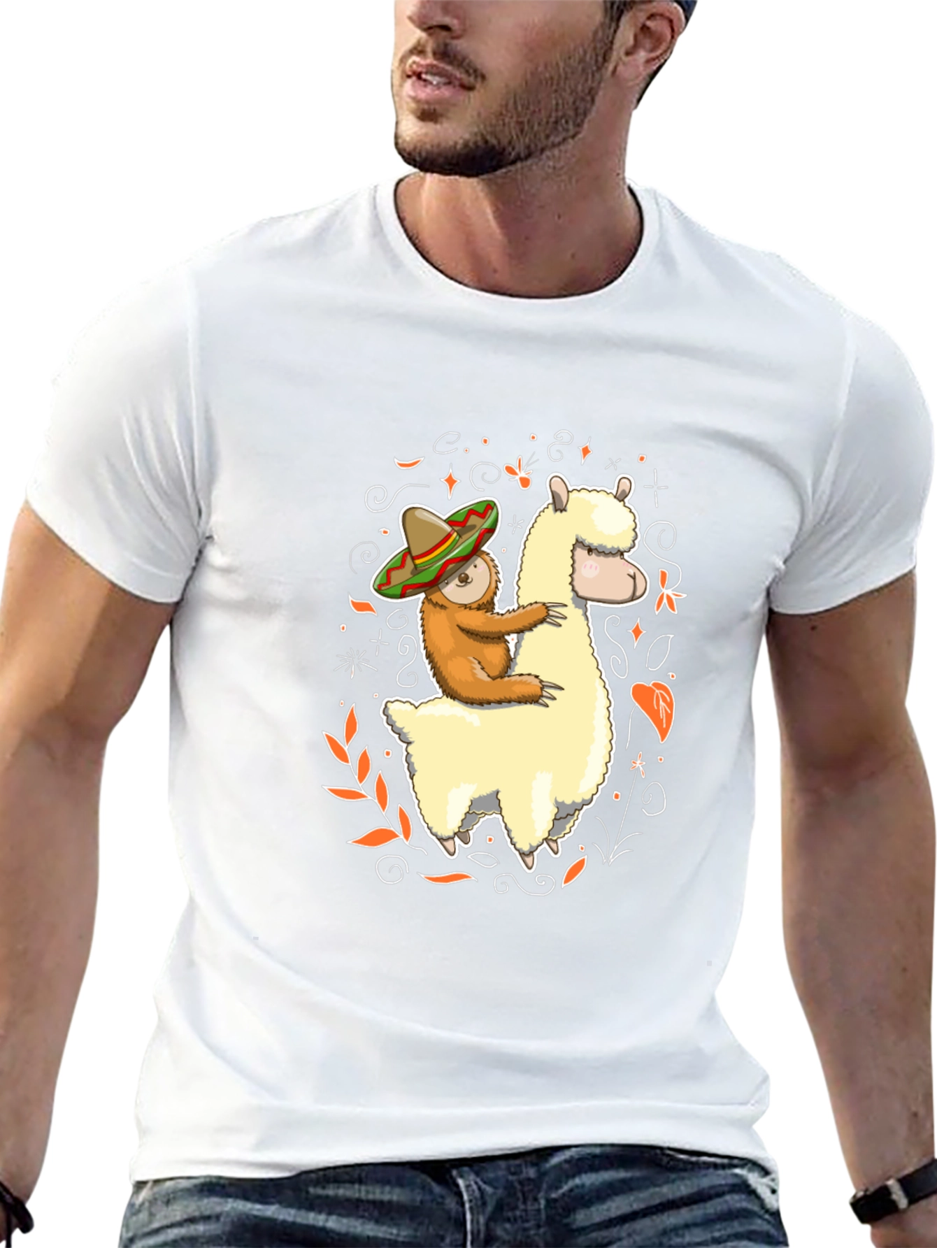 Sloth Riding Llama T-Shirt Funny Fiesta Animal Tee