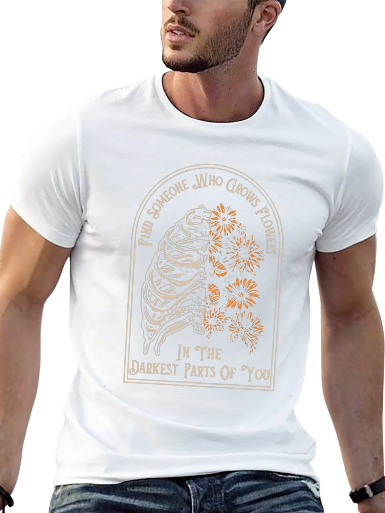 Ribcage Flowers Graphic Print T-Shirt