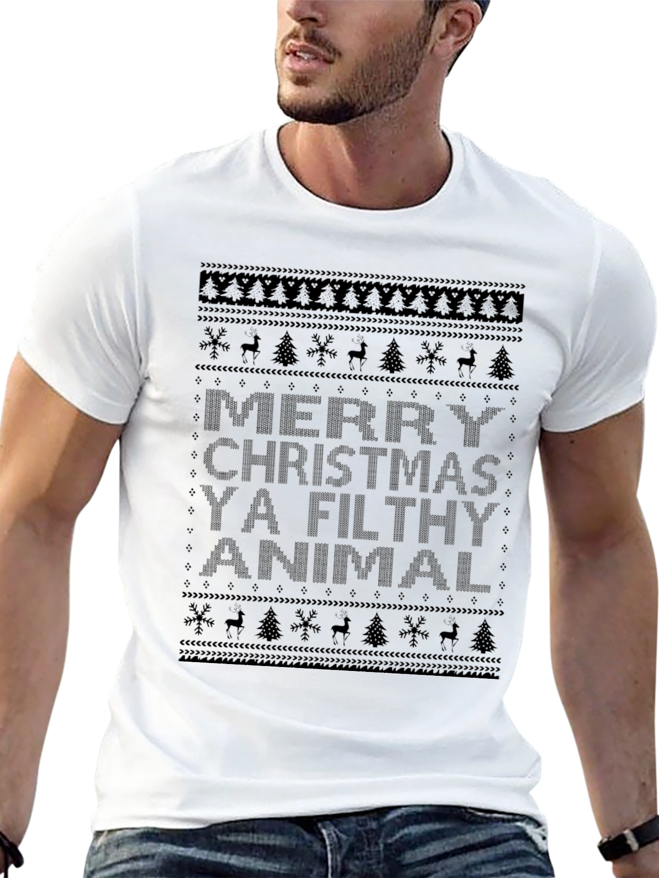 Merry Christmas Ya Filthy Animal Ugly Sweater T-Shirt