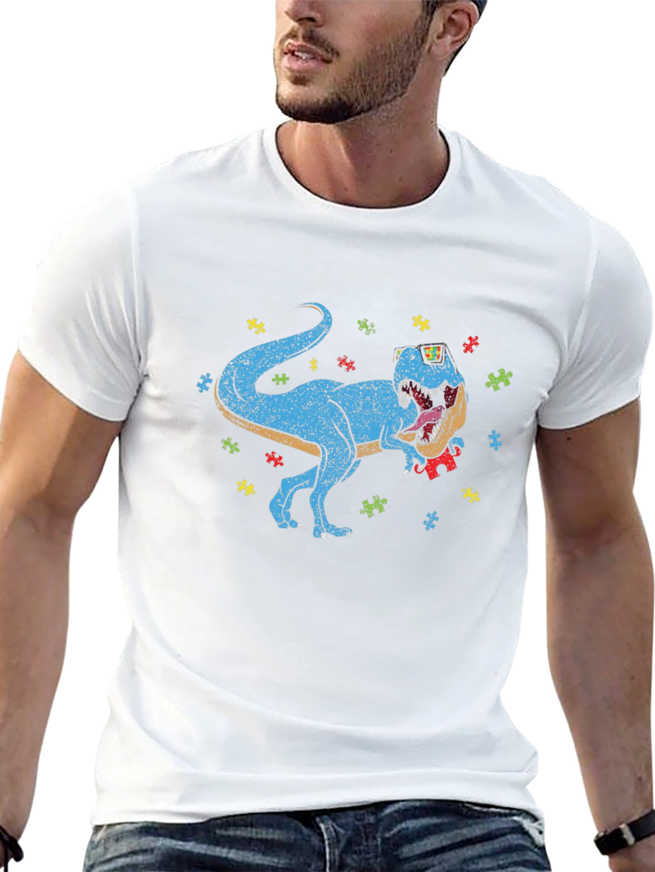 Dino Puzzle Piece T-Shirt Autism Awareness