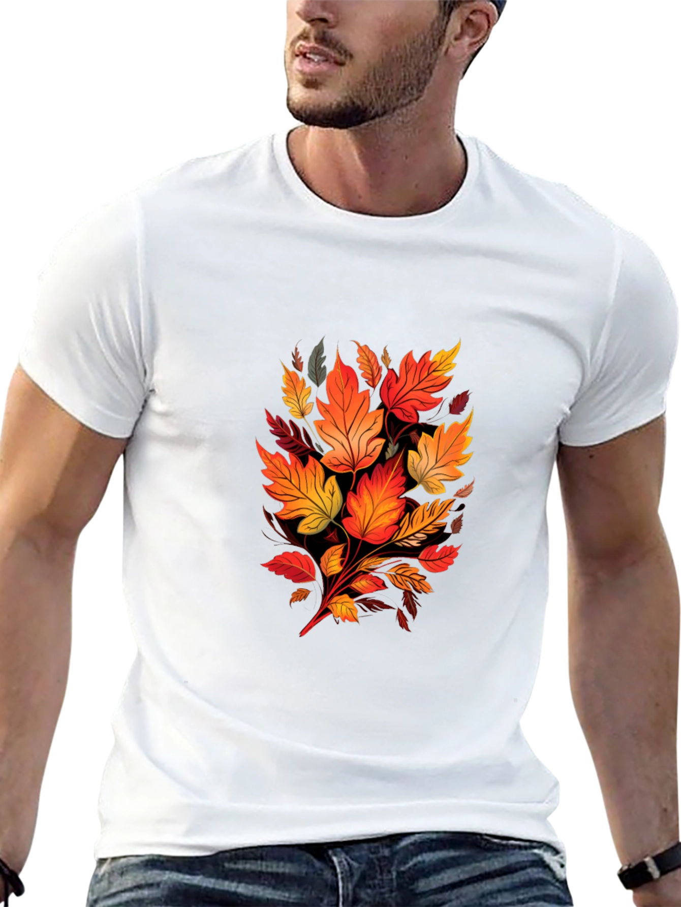 Autumn Leaves Graphic Black T-Shirt