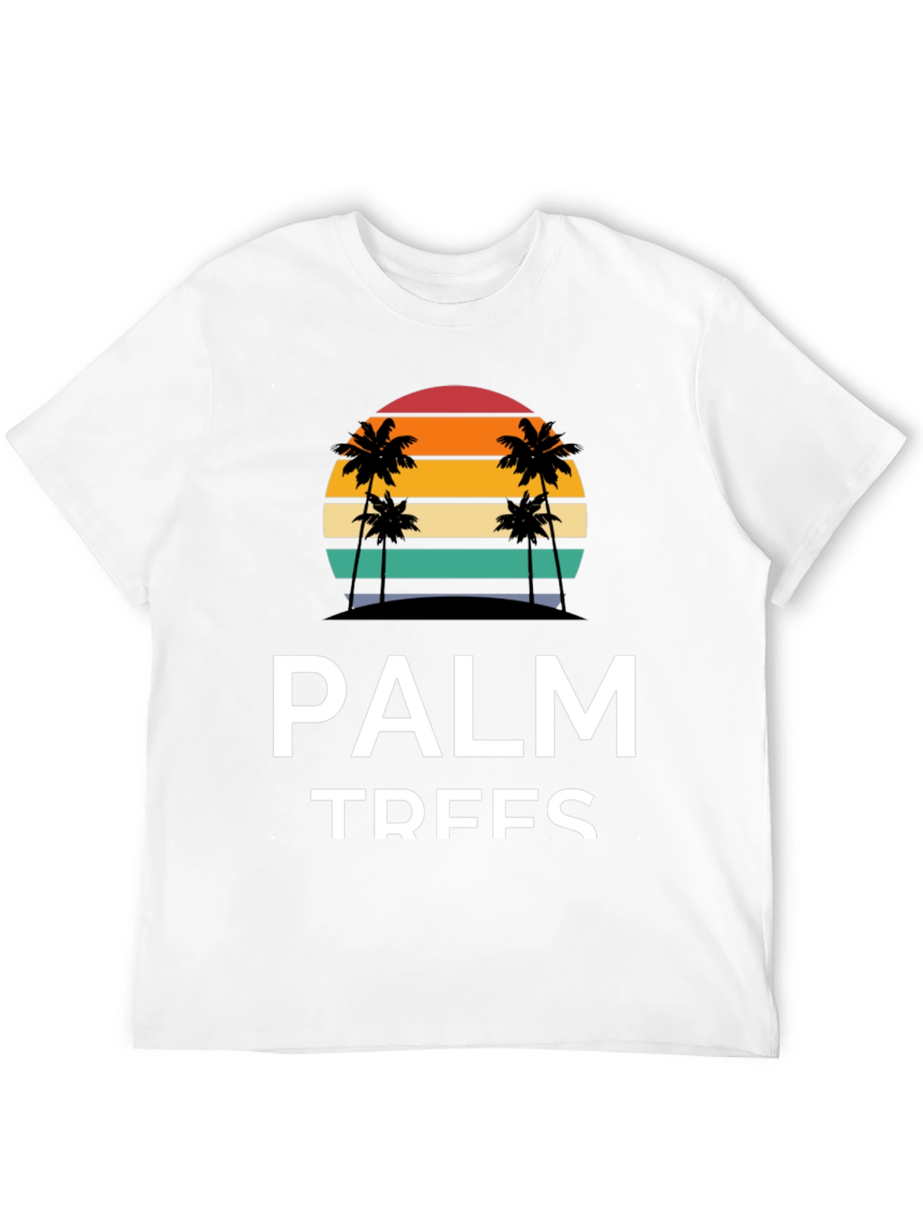 Palm Trees Graphic Tee - Retro Sunset Black T-Shirt