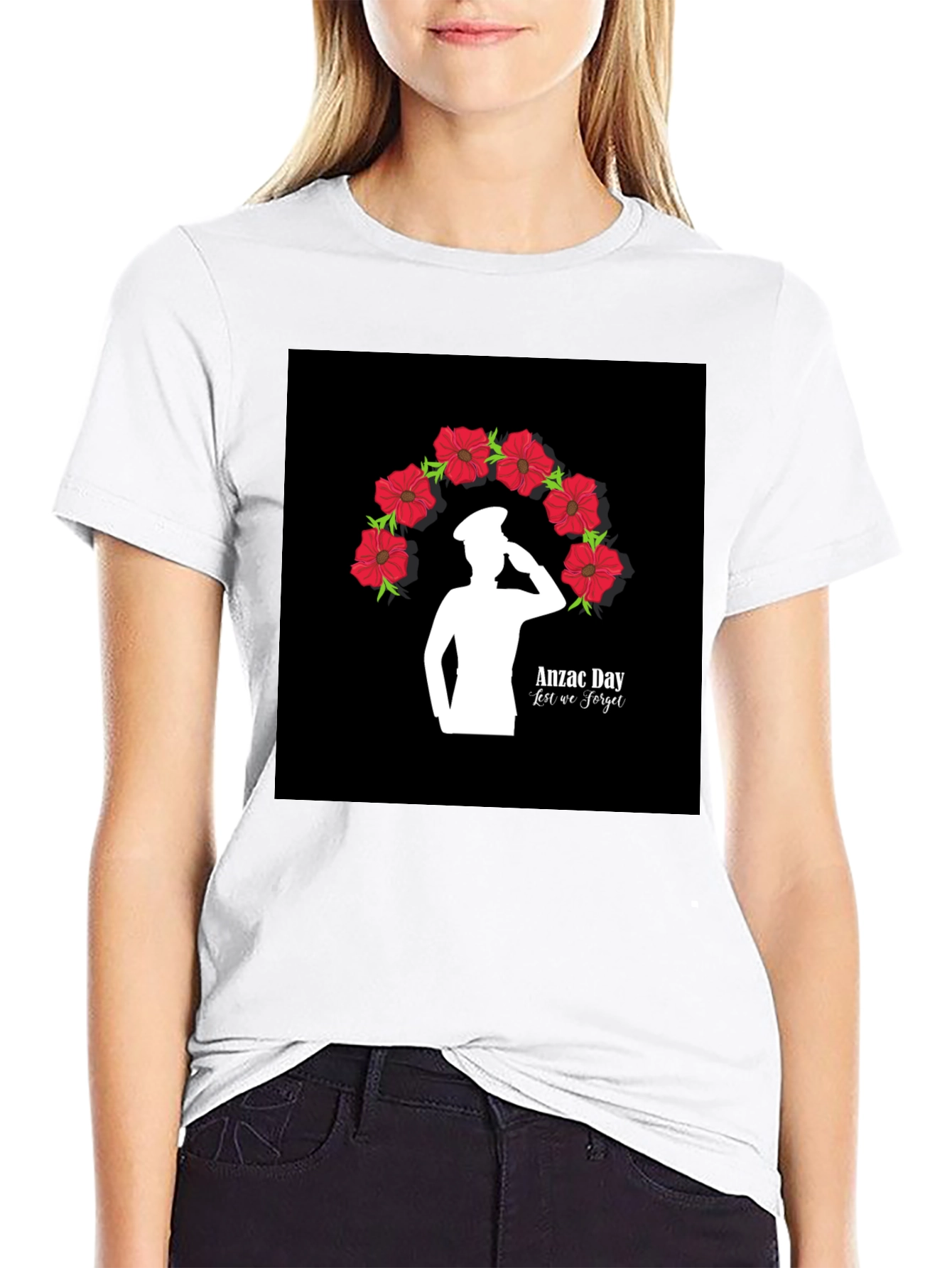 Anzac Day Lest We Forget Black T-Shirt