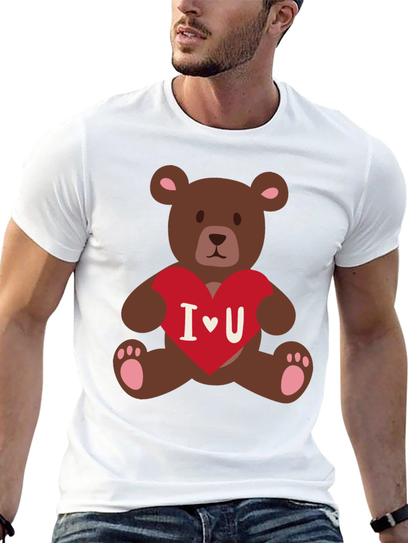 I Heart You Teddy Bear Graphic Tee - Black