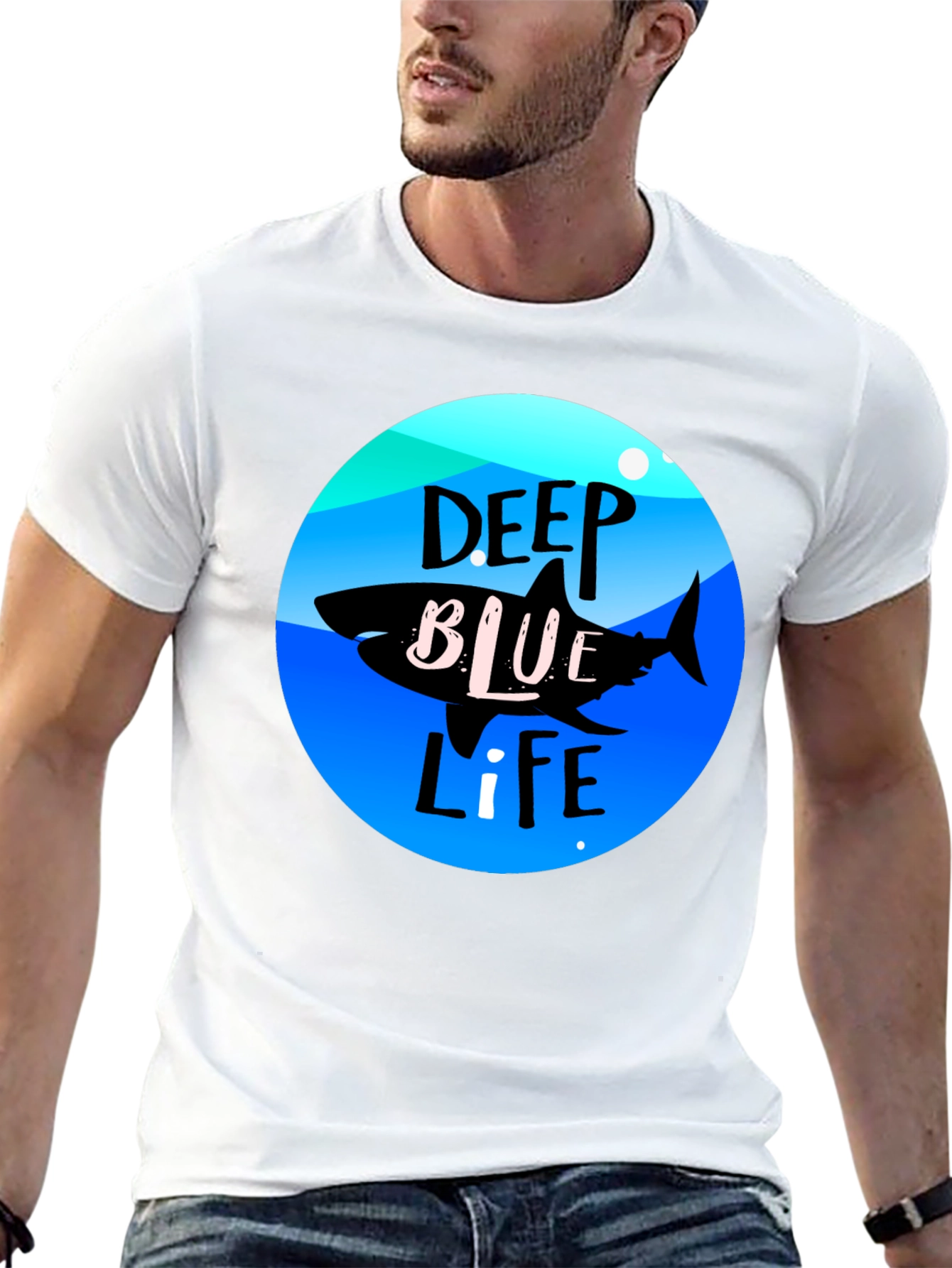 Deep Blue Life Shark Graphic Tee - Black