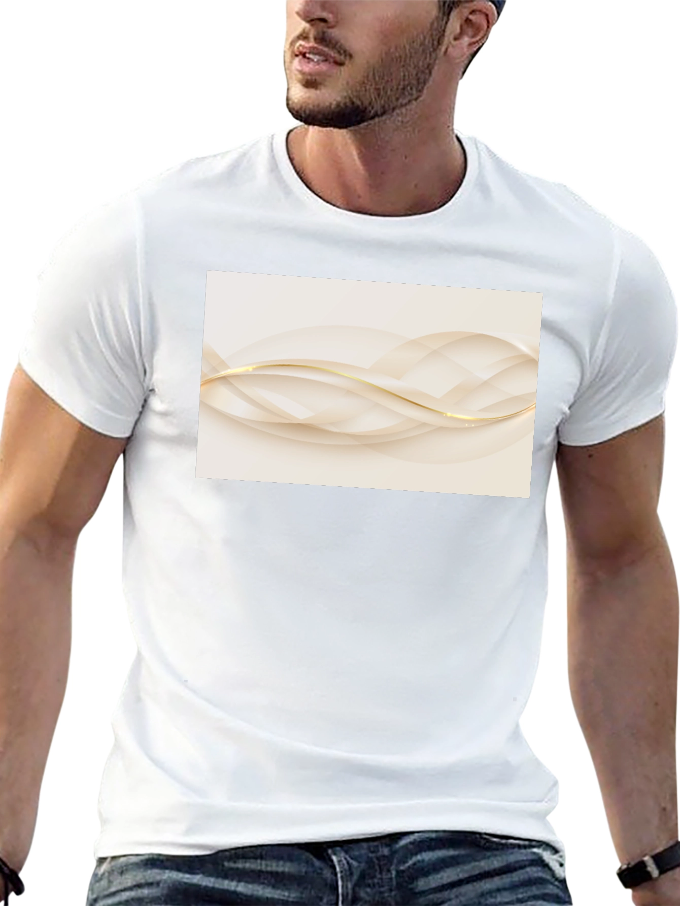 Elegant Abstract Wave Graphic Black T-Shirt