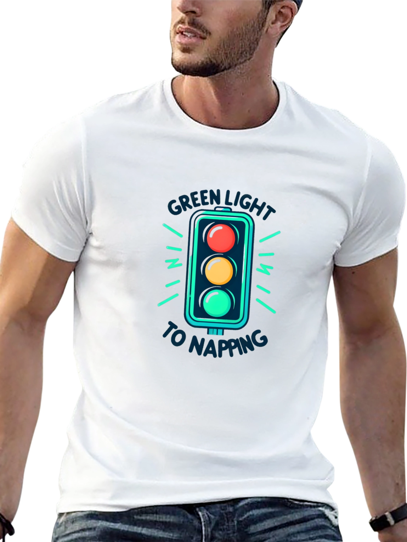 Green Light Napping Black T-Shirt