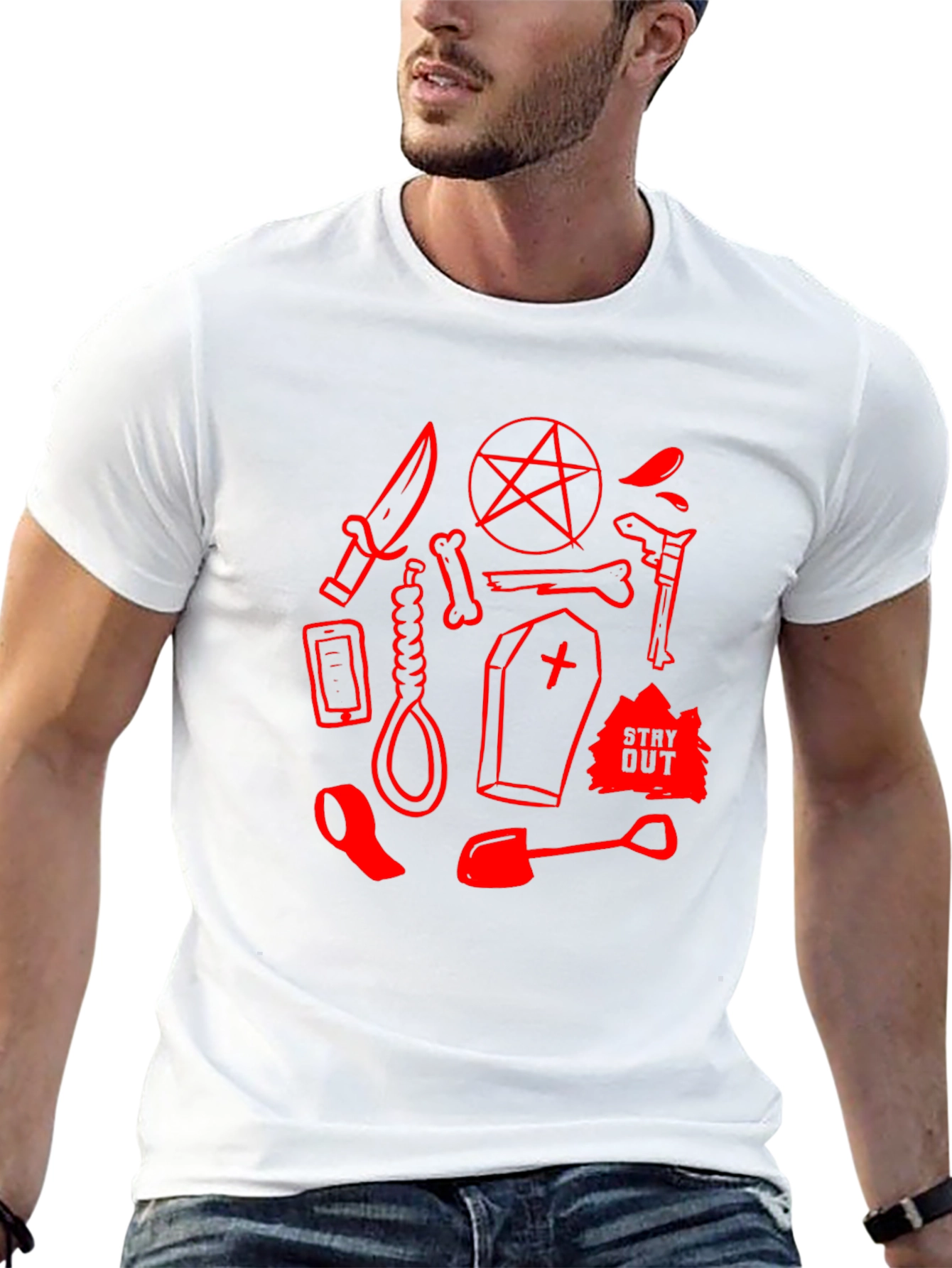 Mens Black Graphic Tee - Stay Out Design