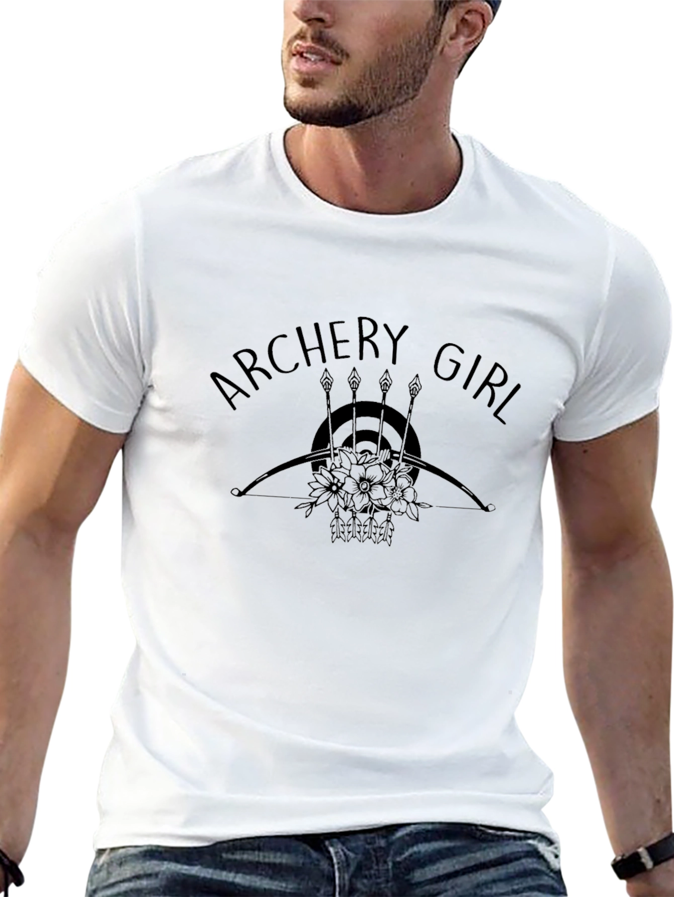 Archery Girl Black Graphic T-Shirt