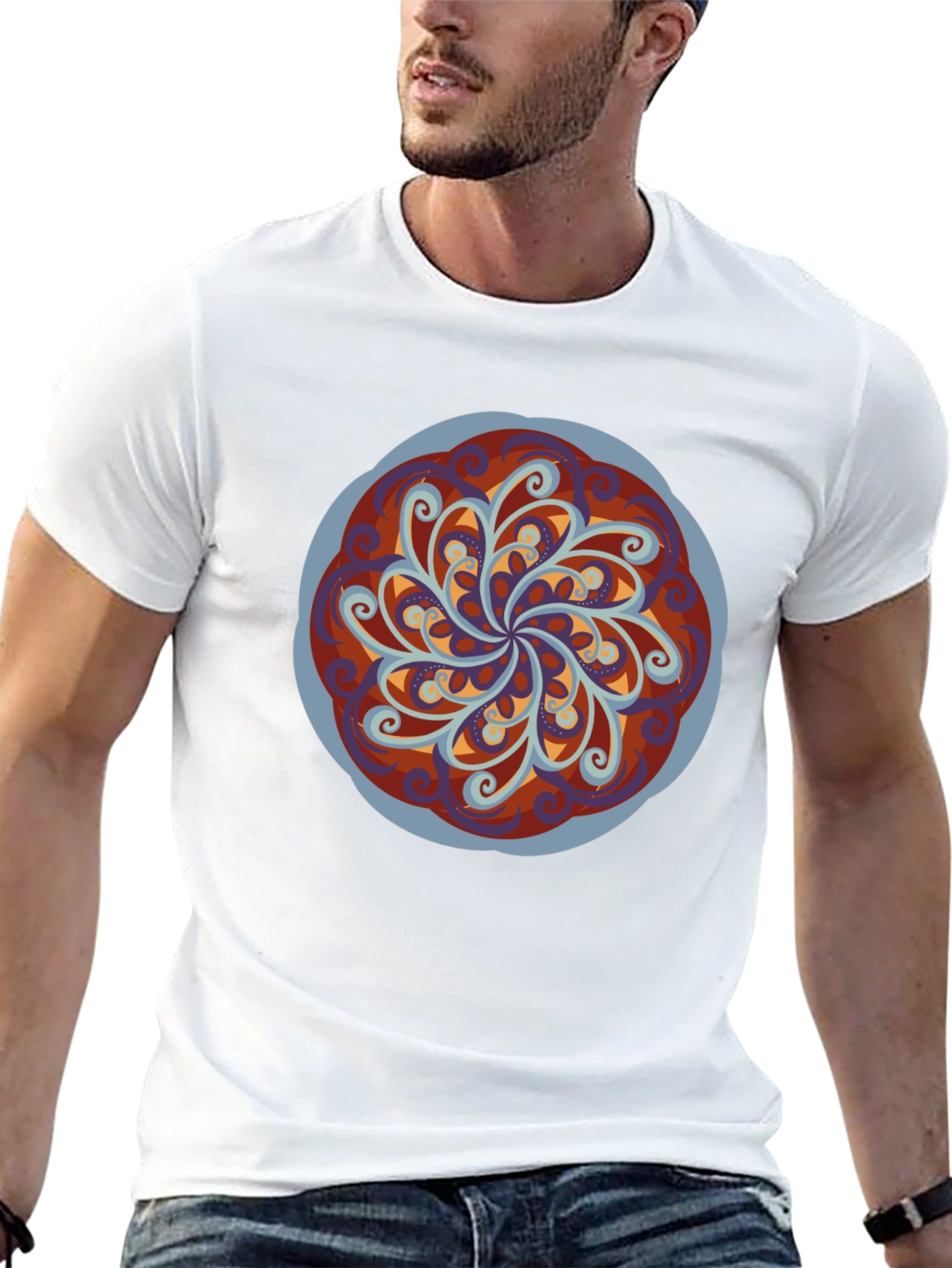 Abstract Mandala Graphic Black T-Shirt