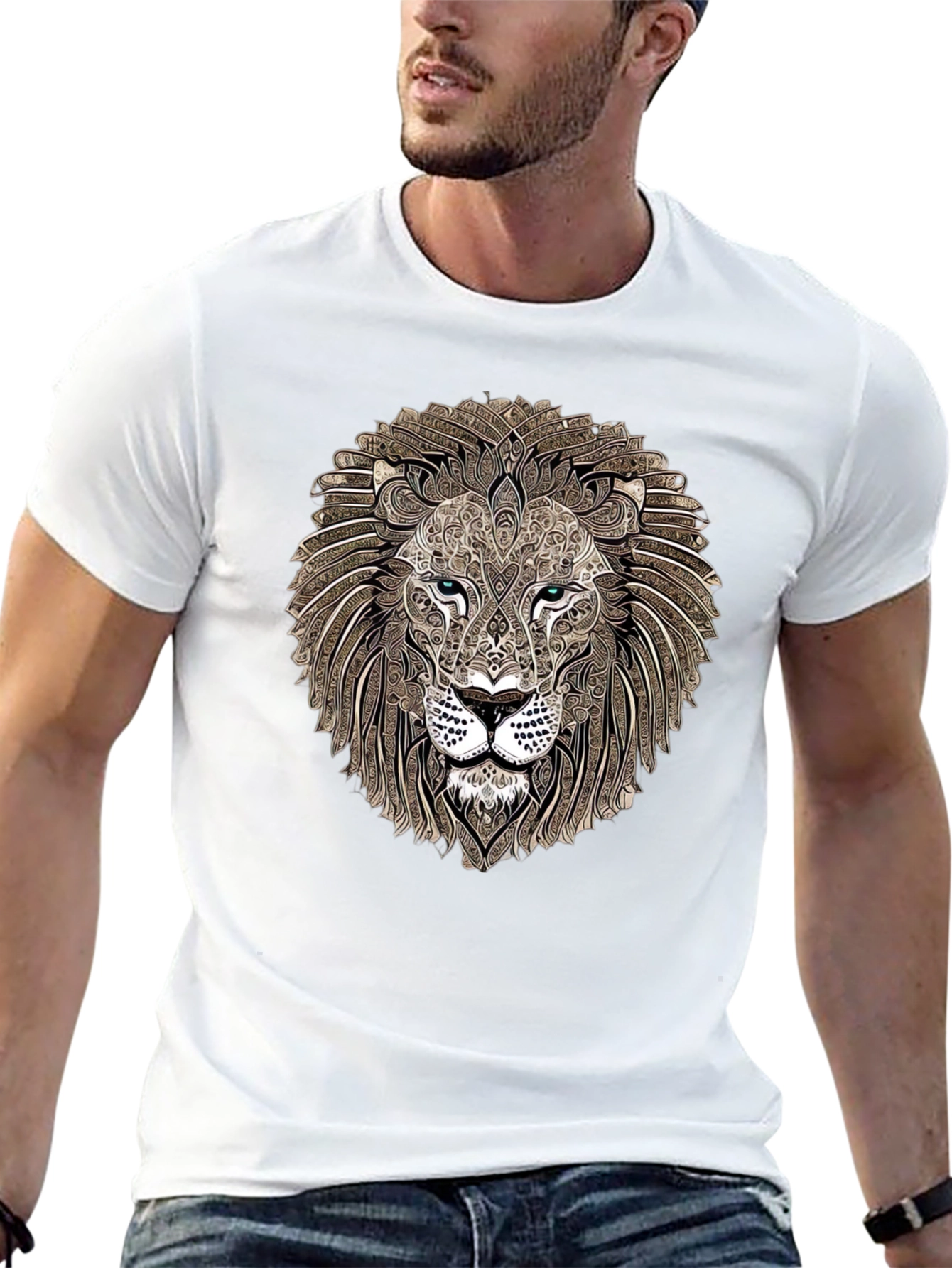 Lion Head Graphic Print T-Shirt