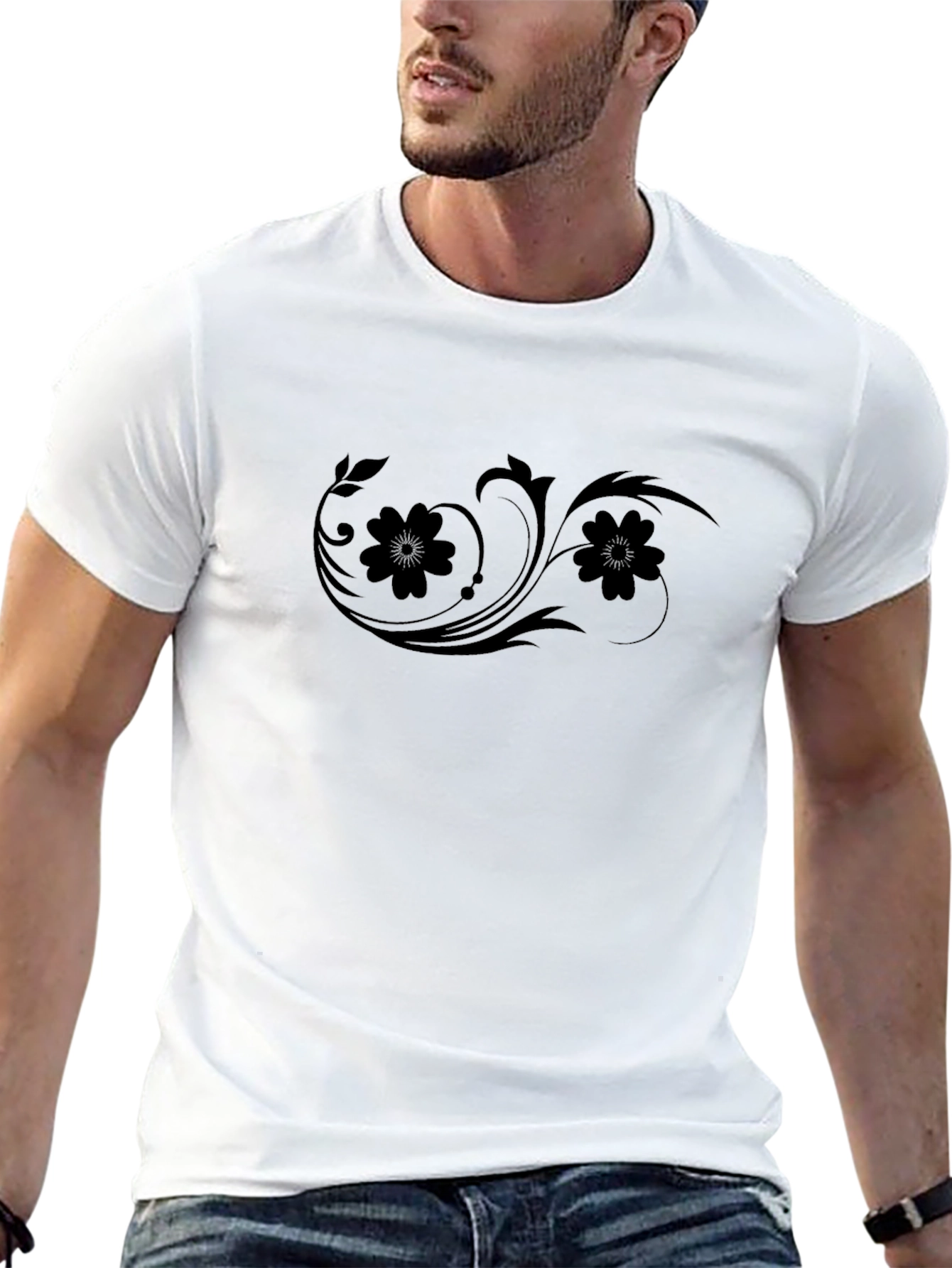 Elegant Black Floral Graphic T-Shirt