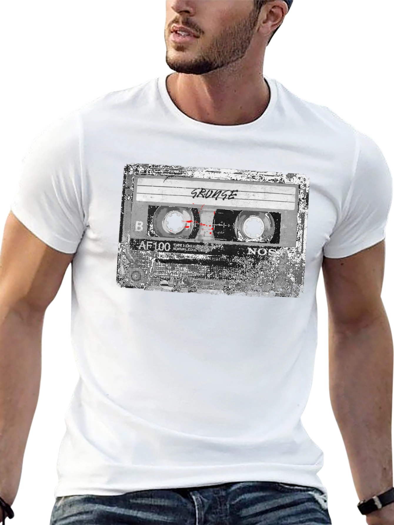 Grunge Cassette Tape Graphic T-Shirt