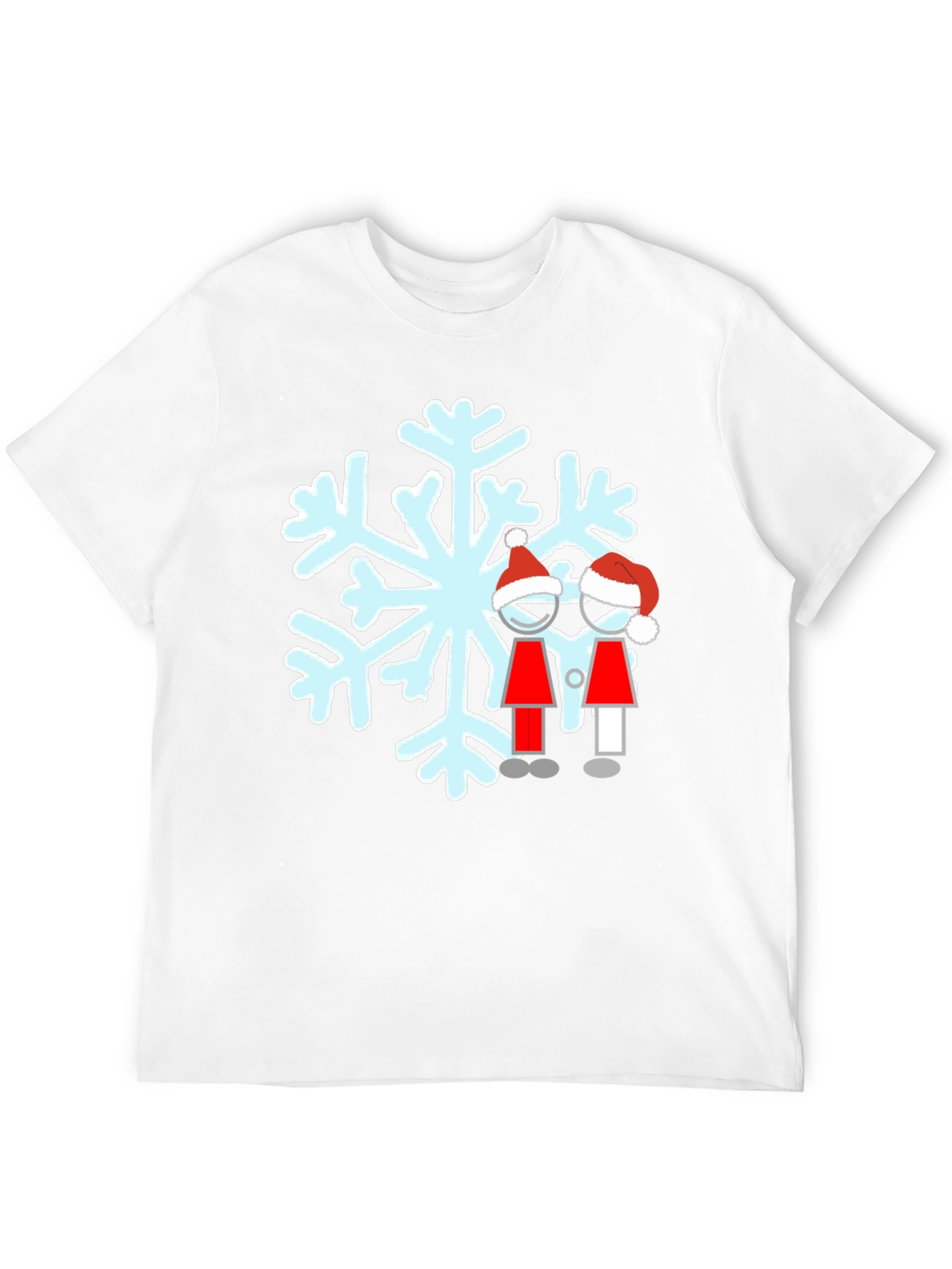 Festive Snowflake Couple Graphic T-Shirt