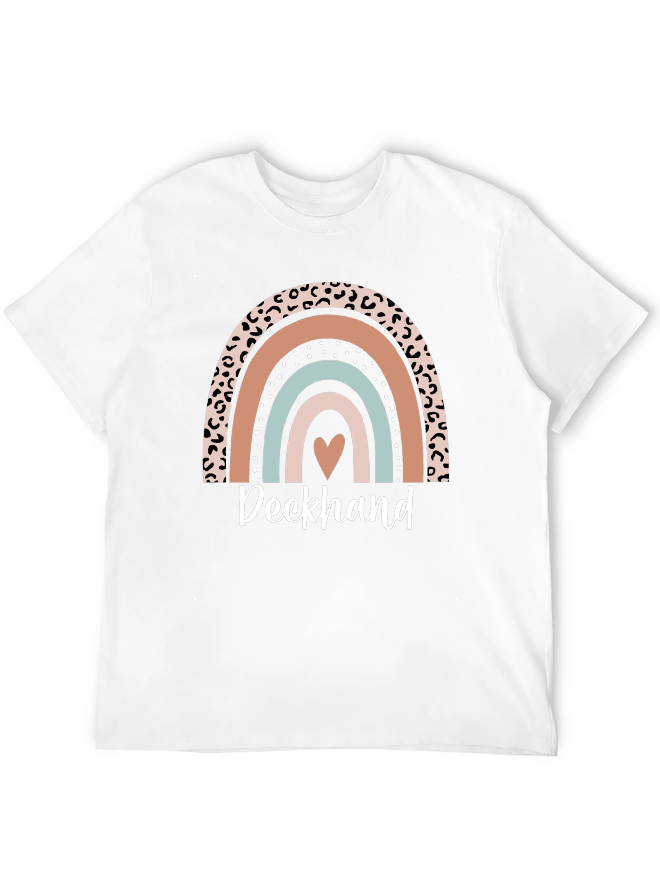Deckhand Leopard Rainbow Heart T-Shirt