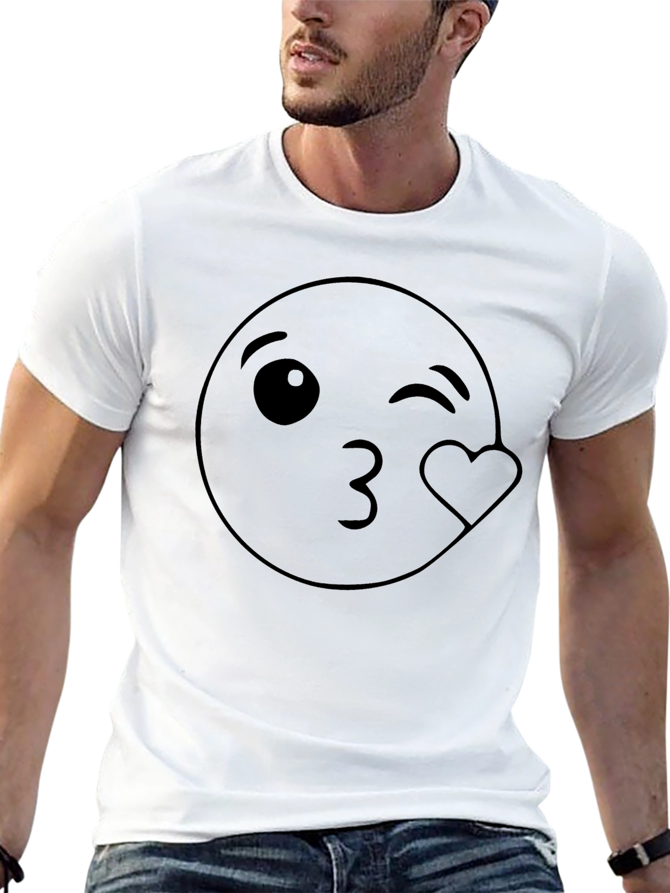 Winking Emoji Graphic Tee - Black