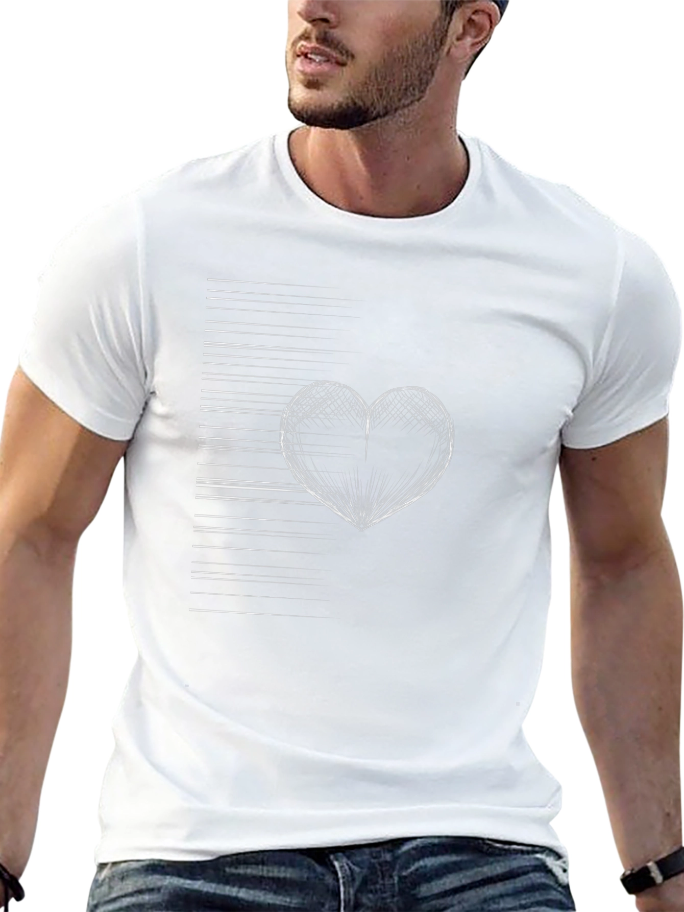 Heart Line Graphic Tee - Modern Black T-Shirt