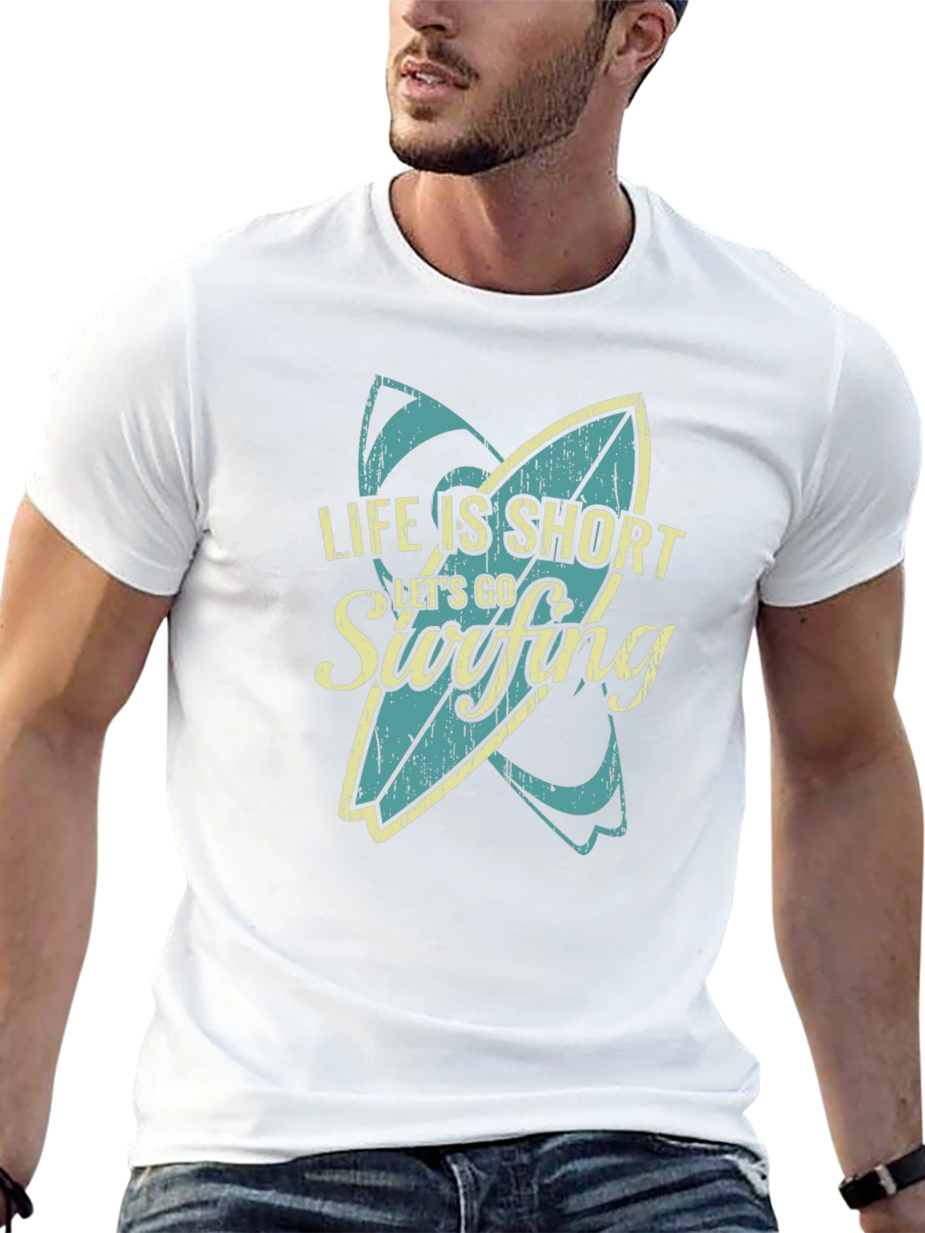 Life is Short Lets Go Surfing Graphic T-Shirt