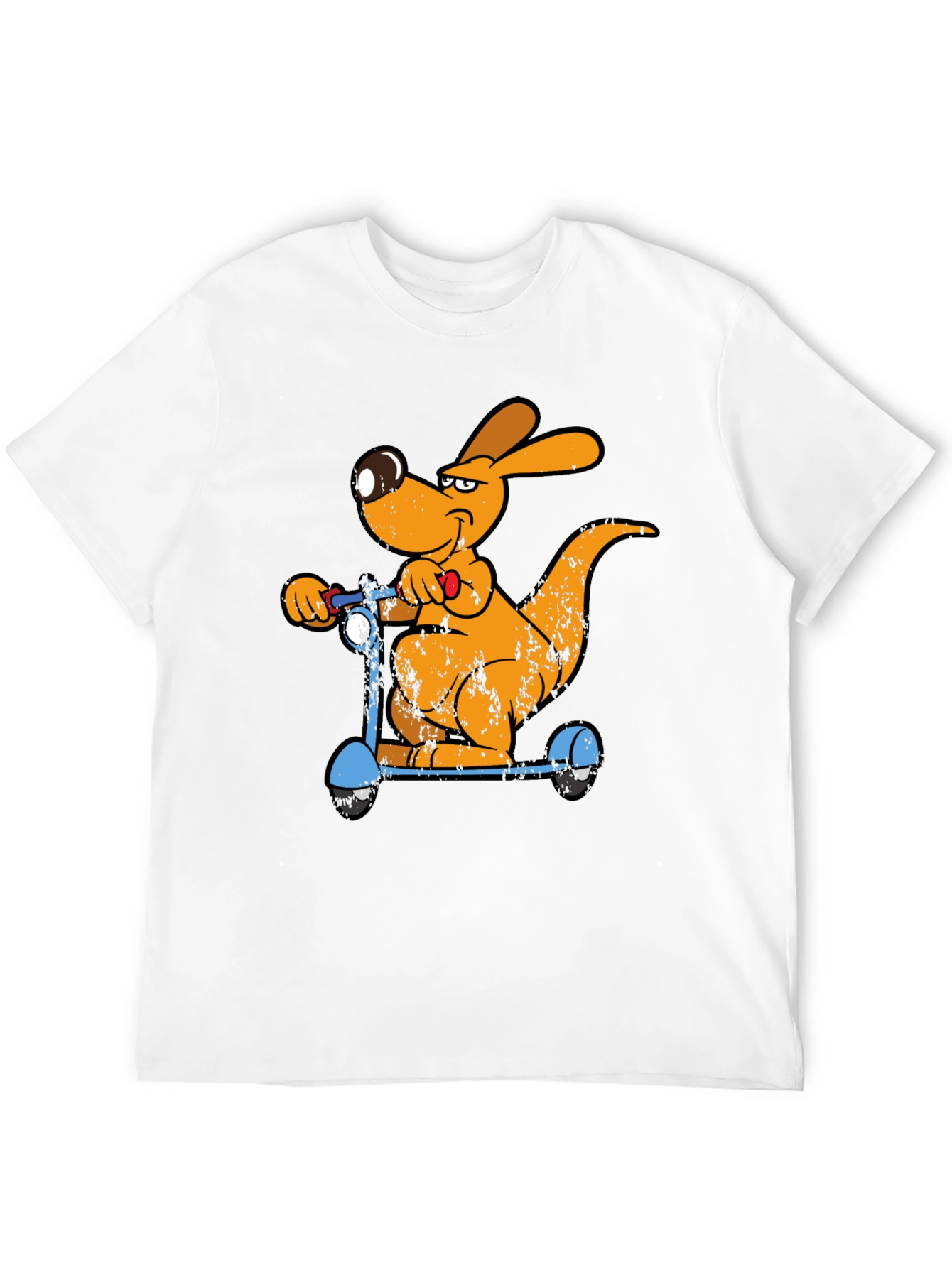 Cartoon Kangaroo Scooter Graphic Tee - Cool Black T-Shirt