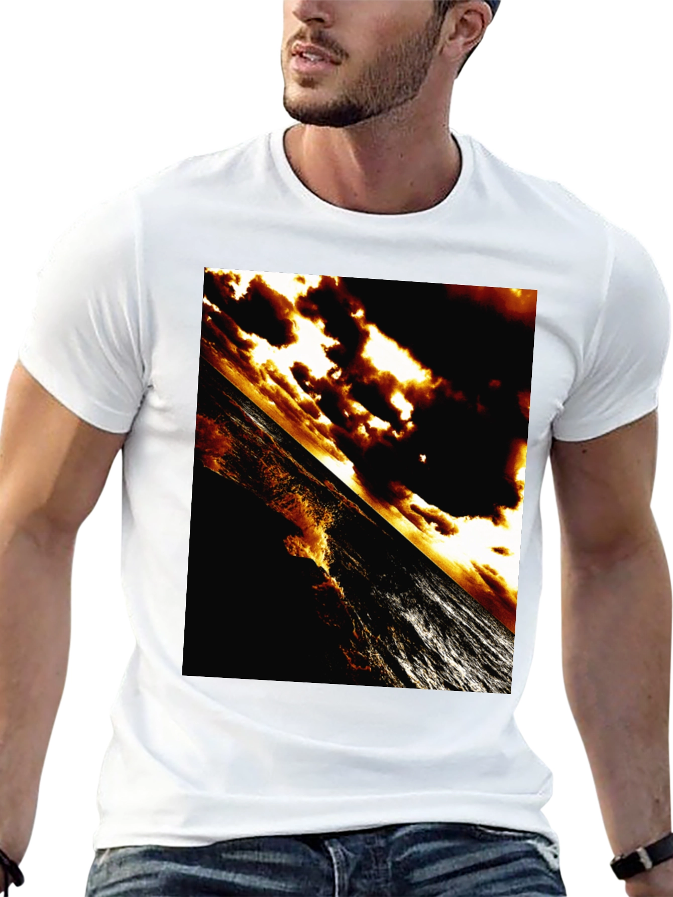 Dramatic Ocean T-Shirt - Abstract Sunset Waves